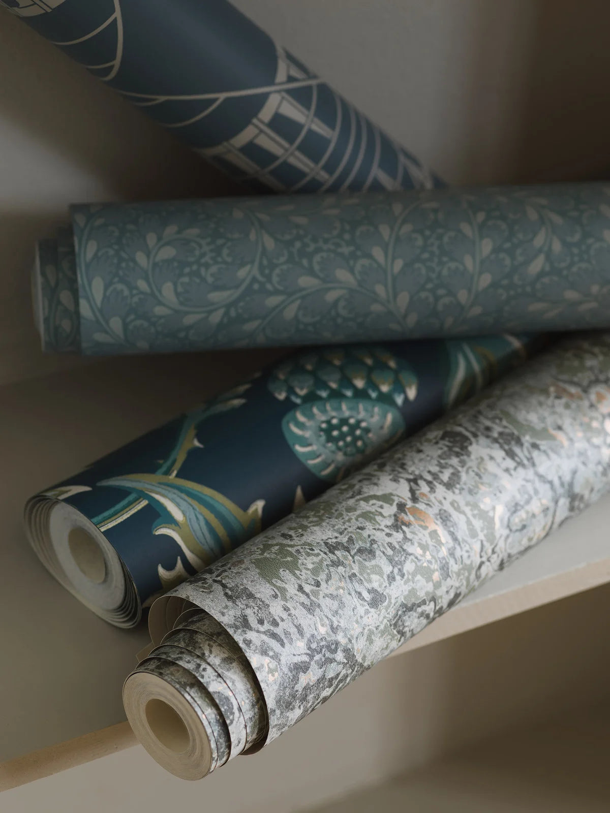 Treasured Thistle Blue and Green Floral Wallpaper