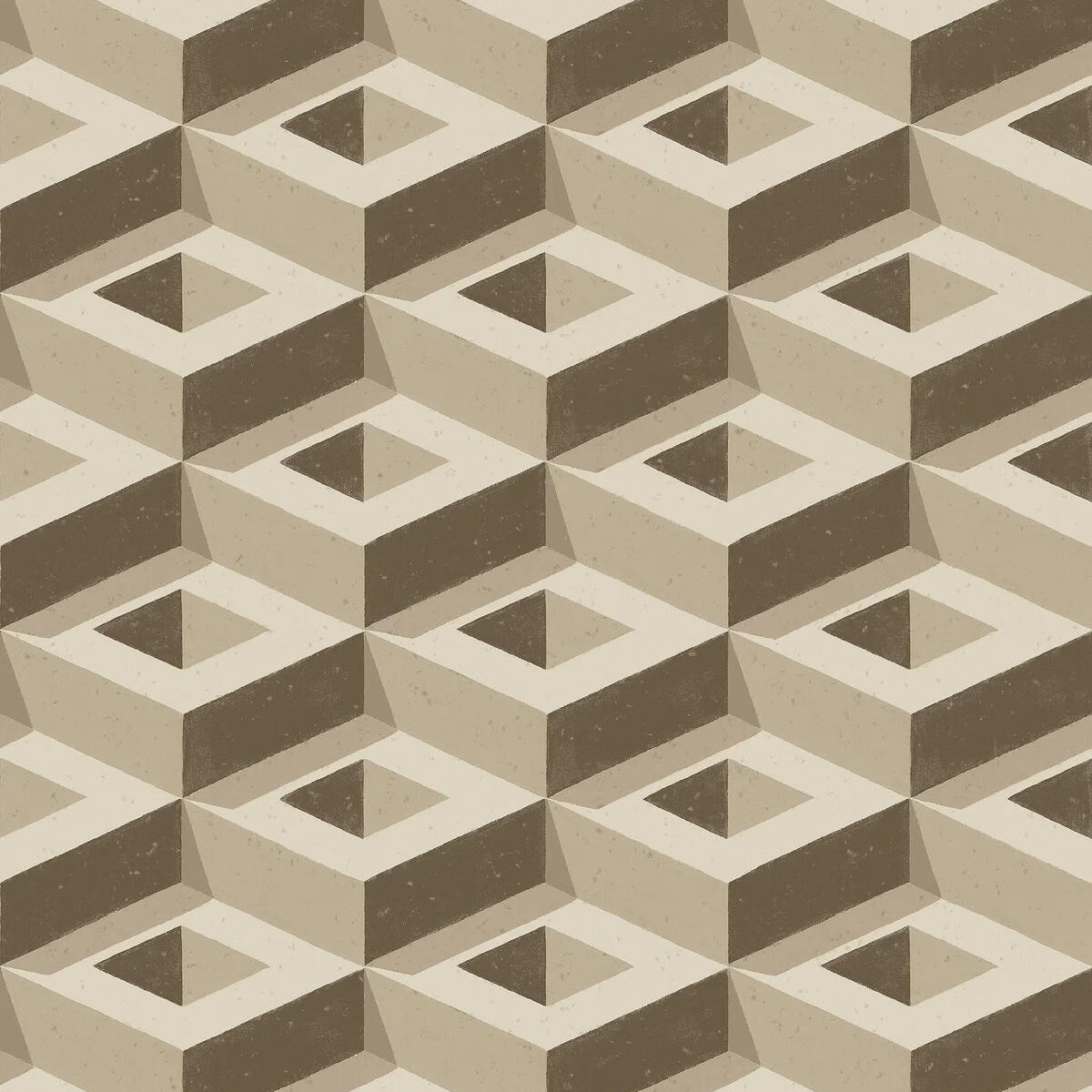 Múrova tapeta s geometrickým motívom 3D BOXES béžová s hnedou