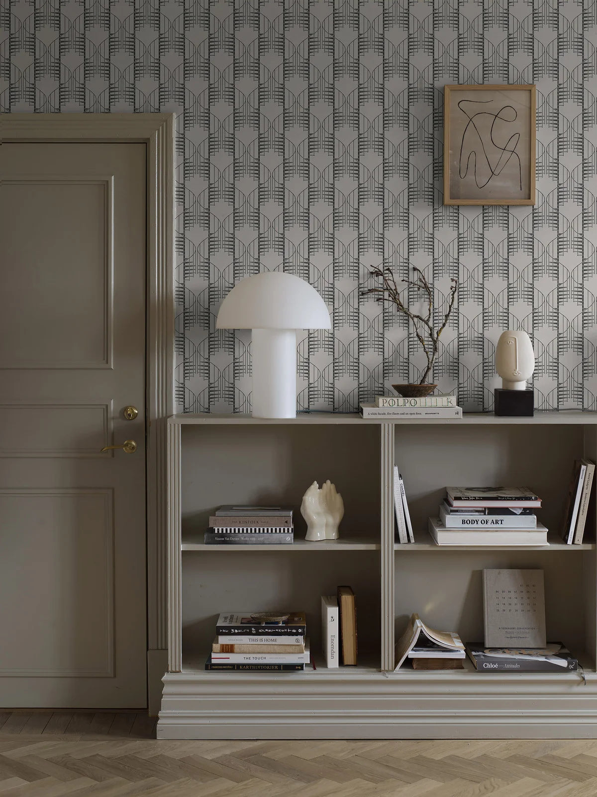 Tapeta s abstraktným vzorom STAIRCASE béžová s čiernou