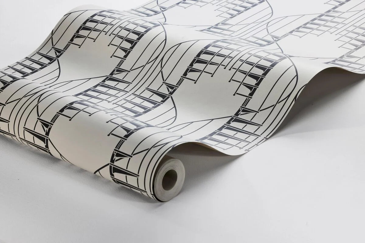 Tapeta s abstraktným vzorom STAIRCASE béžová s čiernou