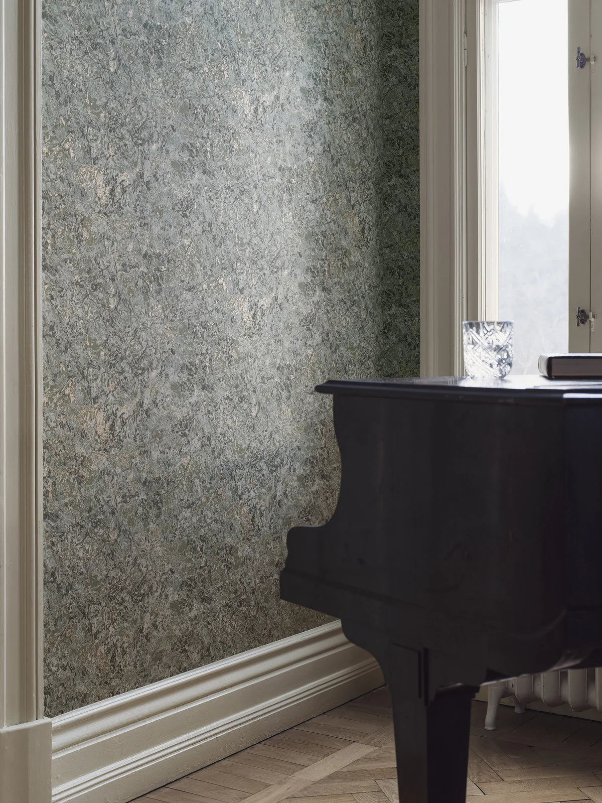 TRAVERTINE marble effect wallpaper muted green