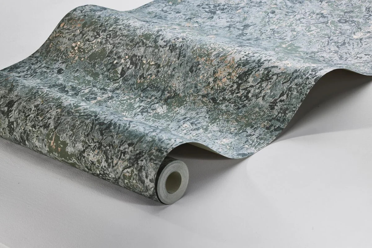 TRAVERTINE marble effect wallpaper muted green