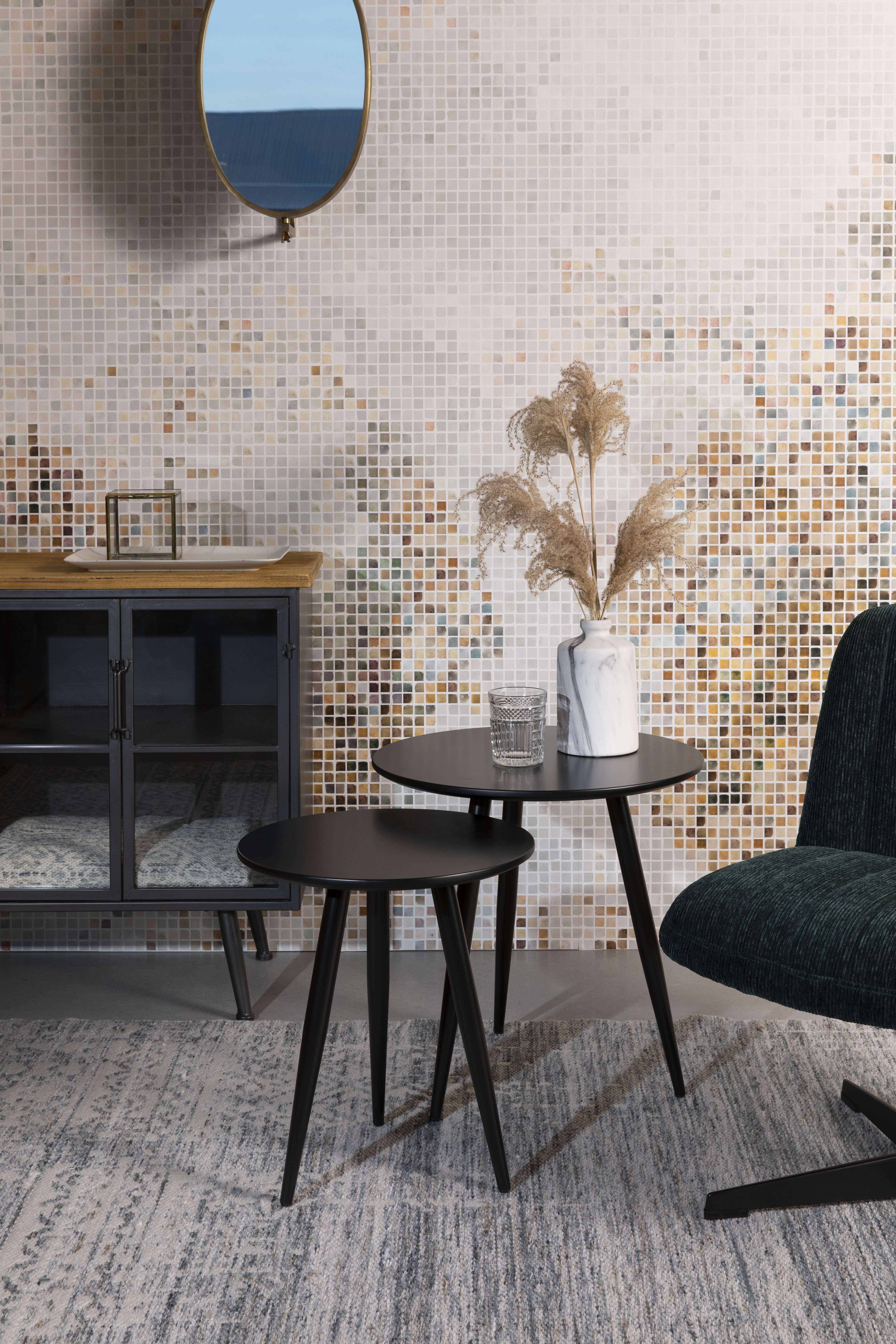 Súprava stolíkov DAVEN čierna