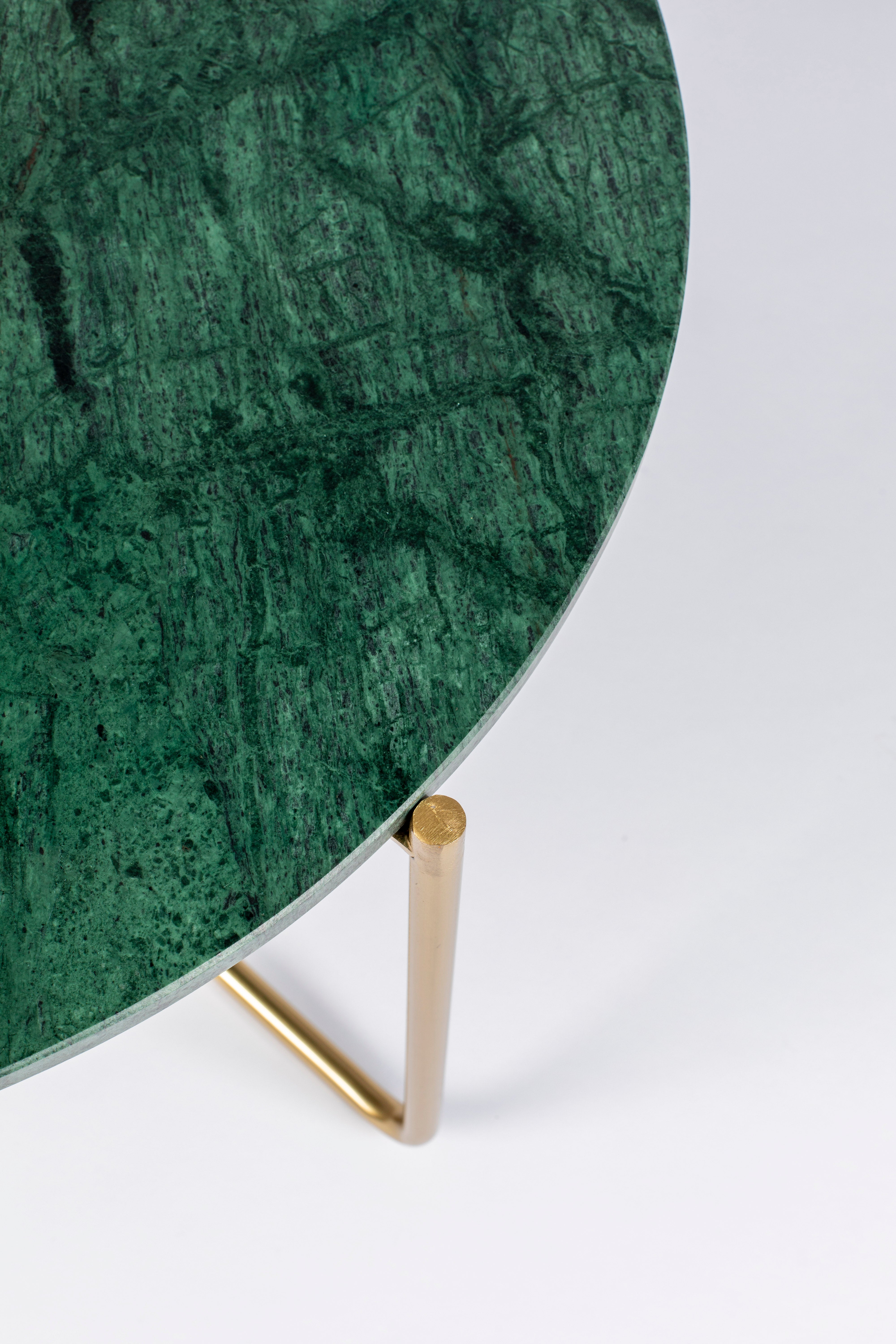 Timpa coffee table Green marble with a golden base
