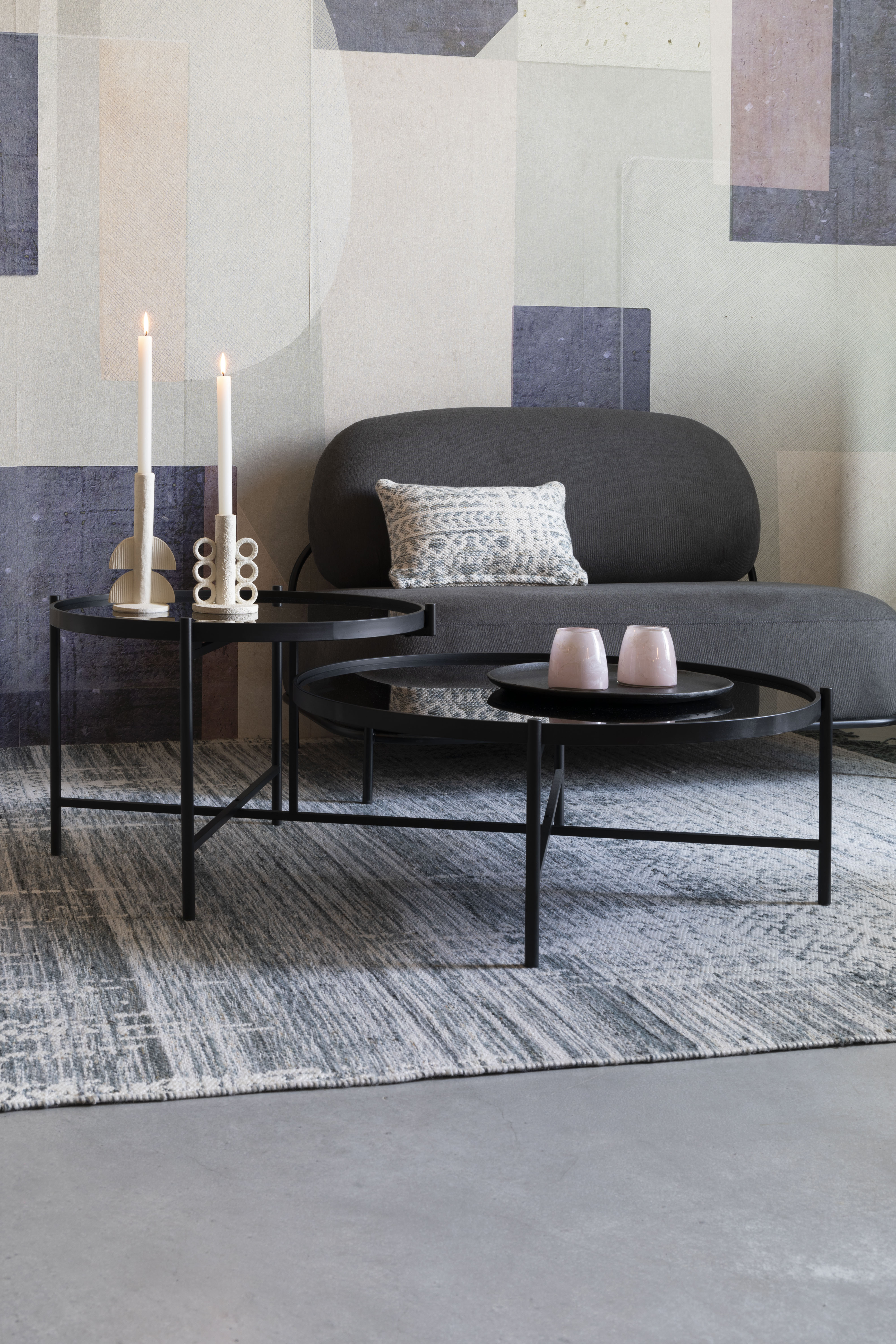 Kávové stolíky LI čierne sklo