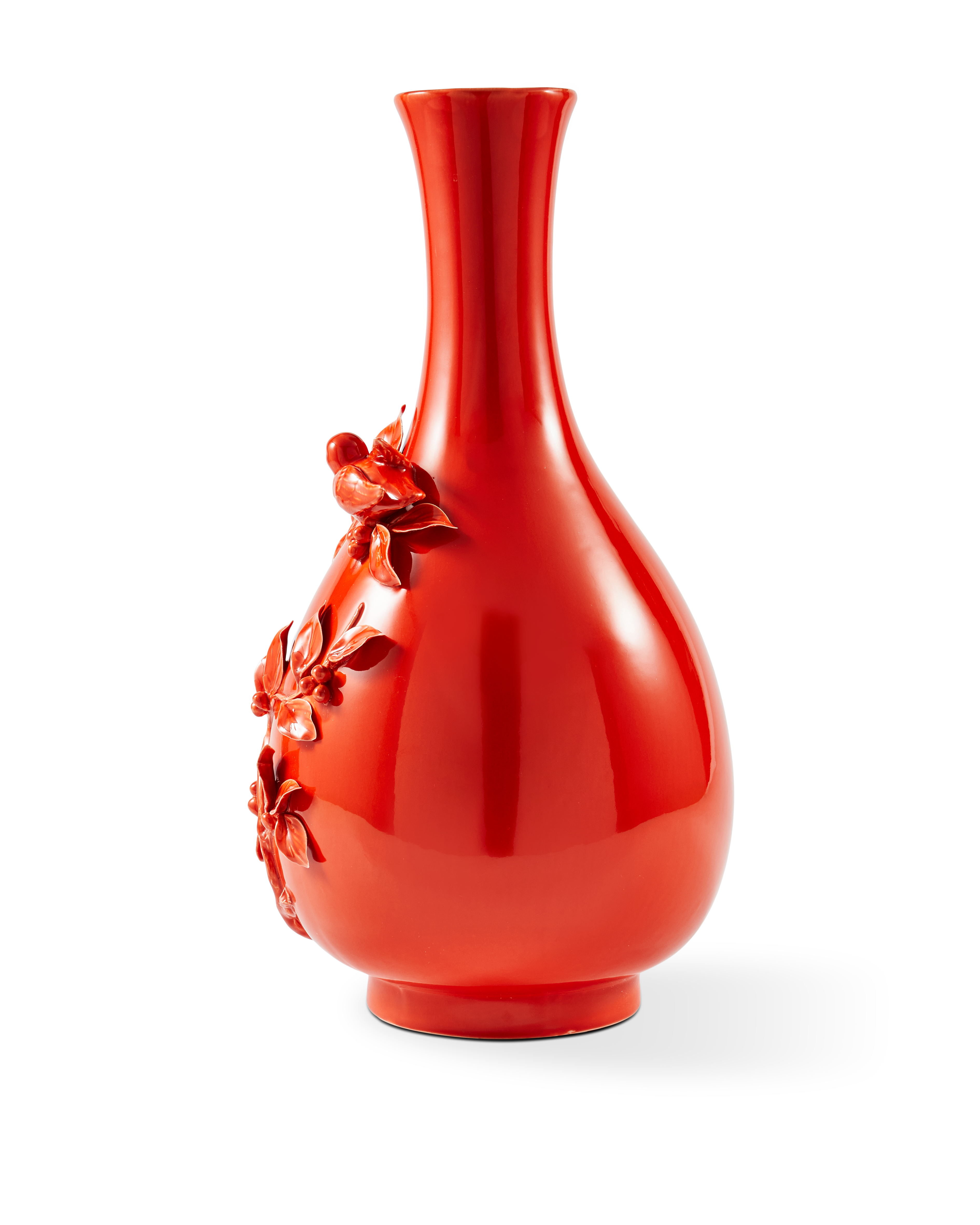 Váza 3D VTÁKY tmavá oranžová