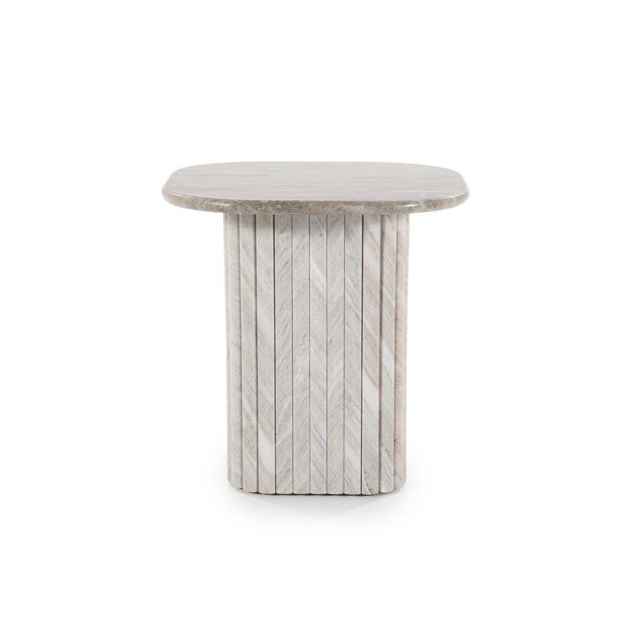 DORIQUE Side Table Mango Wood and Gray Marble