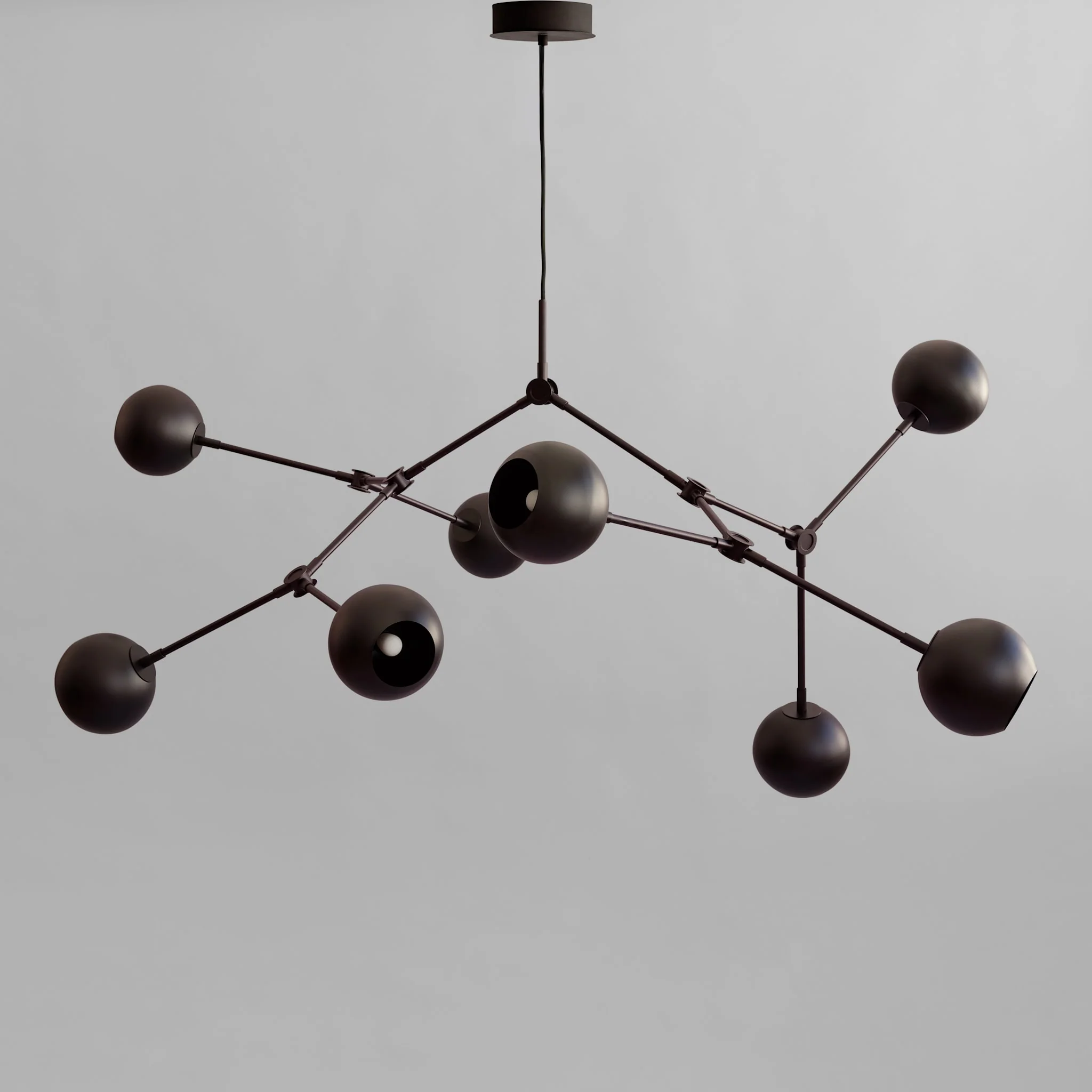 DROP GLOBE chandelier burnt black