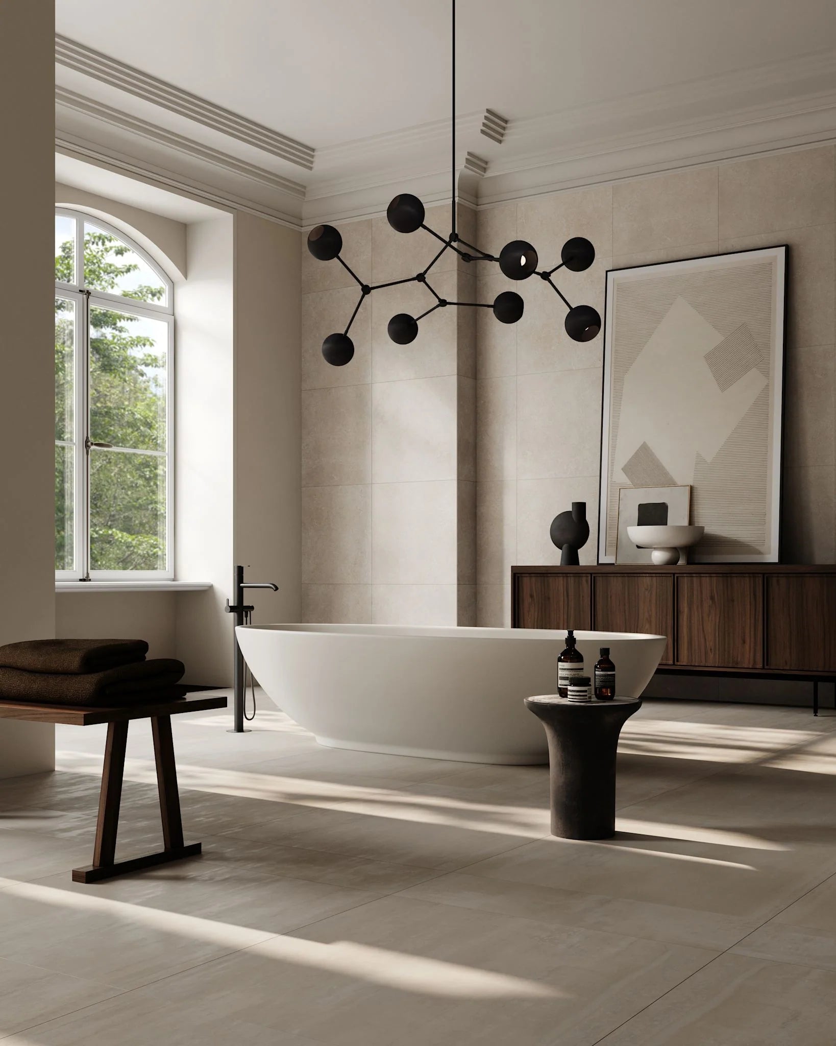 DROP GLOBE chandelier burnt black