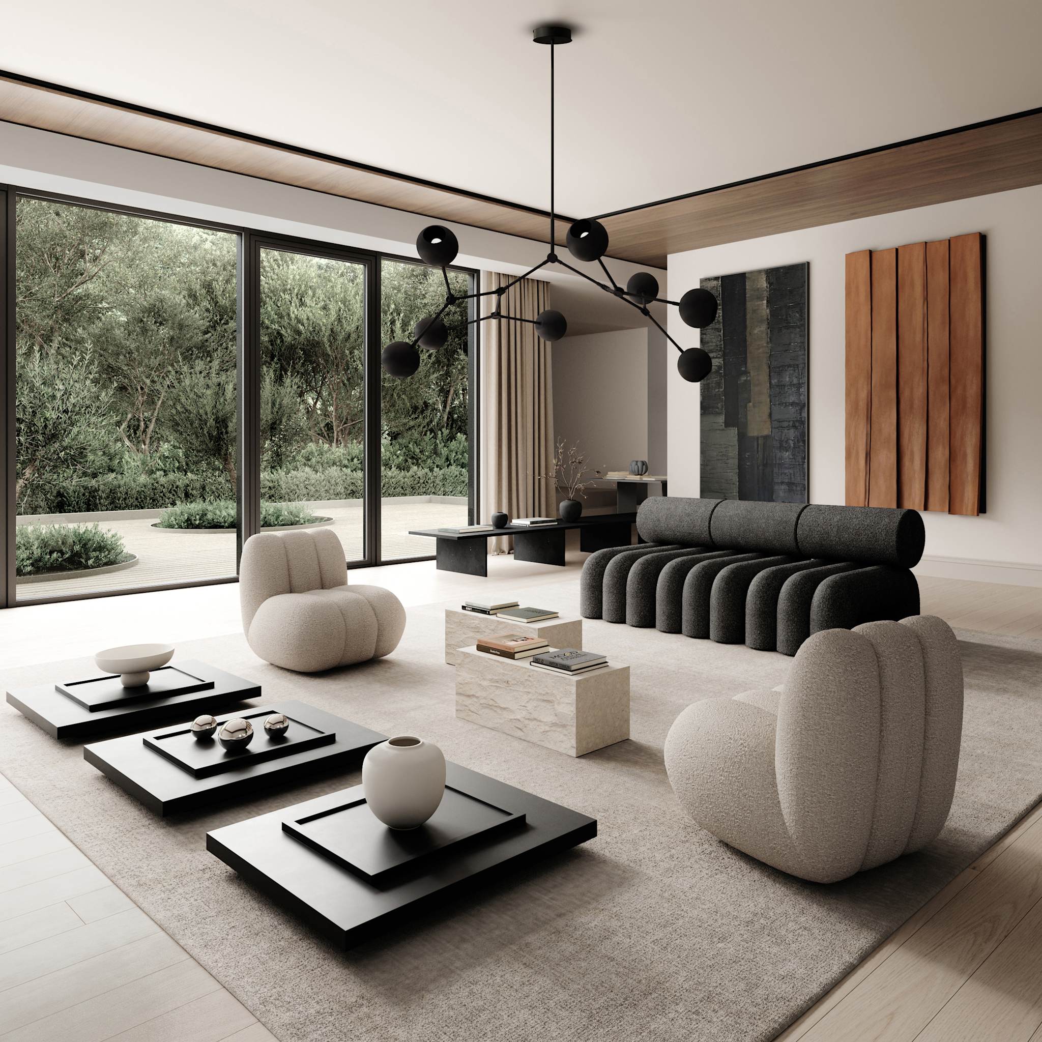 DROP GLOBE chandelier burnt black