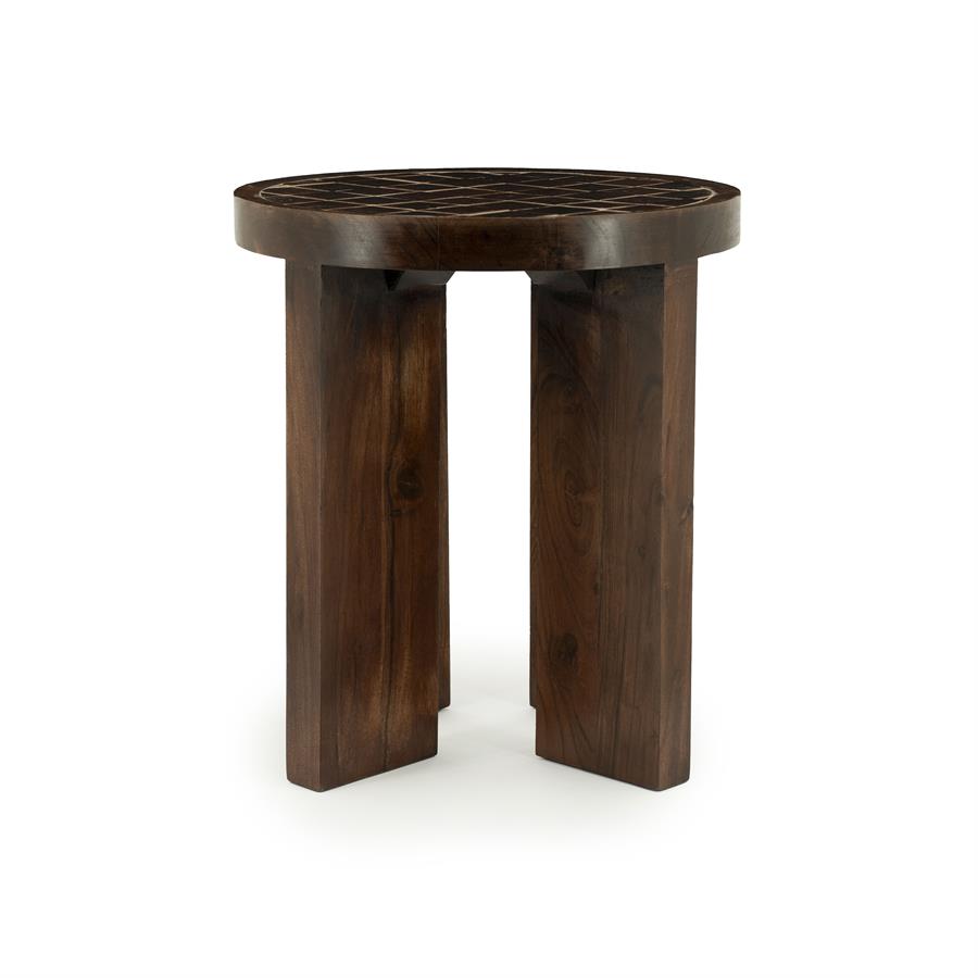 TILED UP Side Table Dark Brown Mango Wood