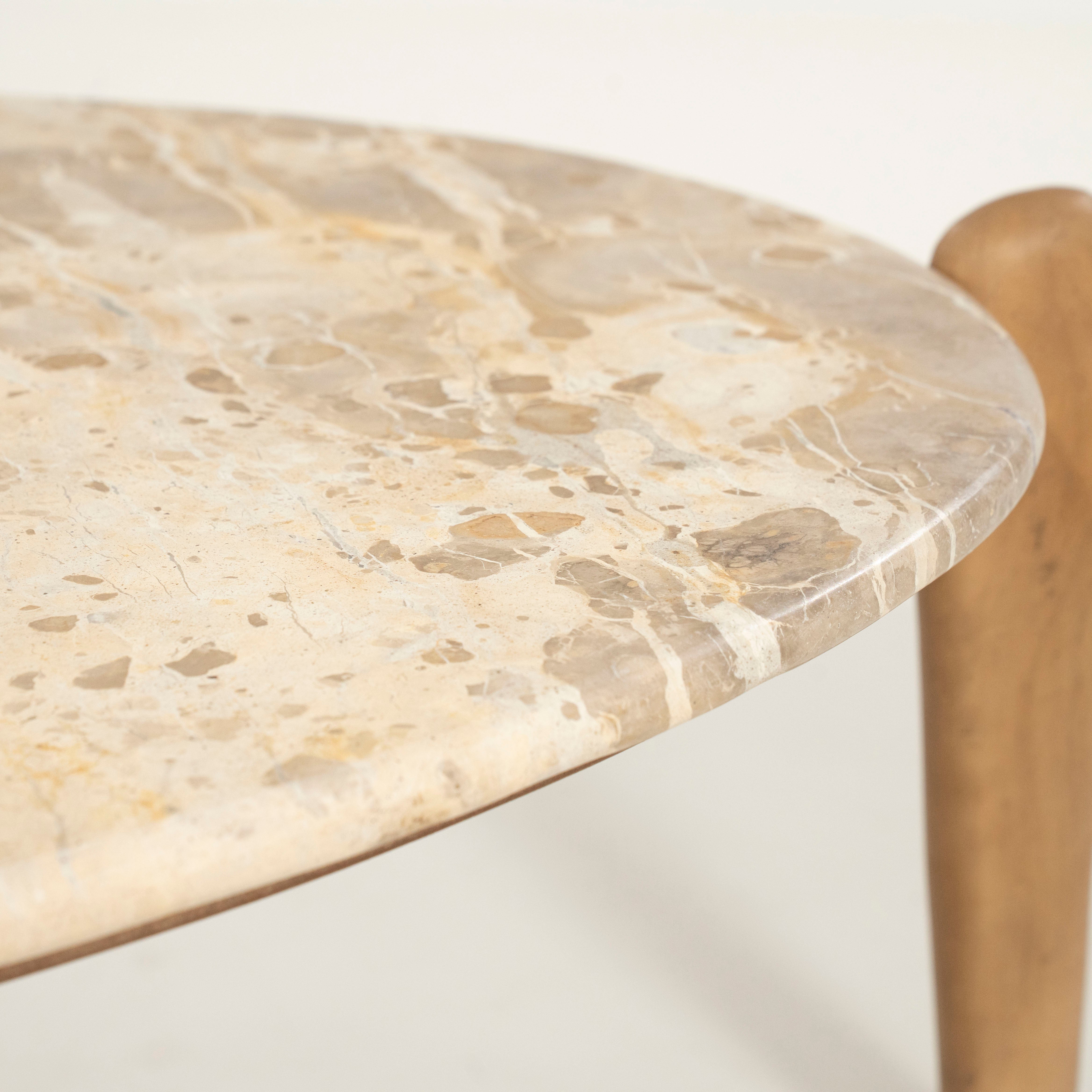 MARNISH coffee table marble with mango wood base