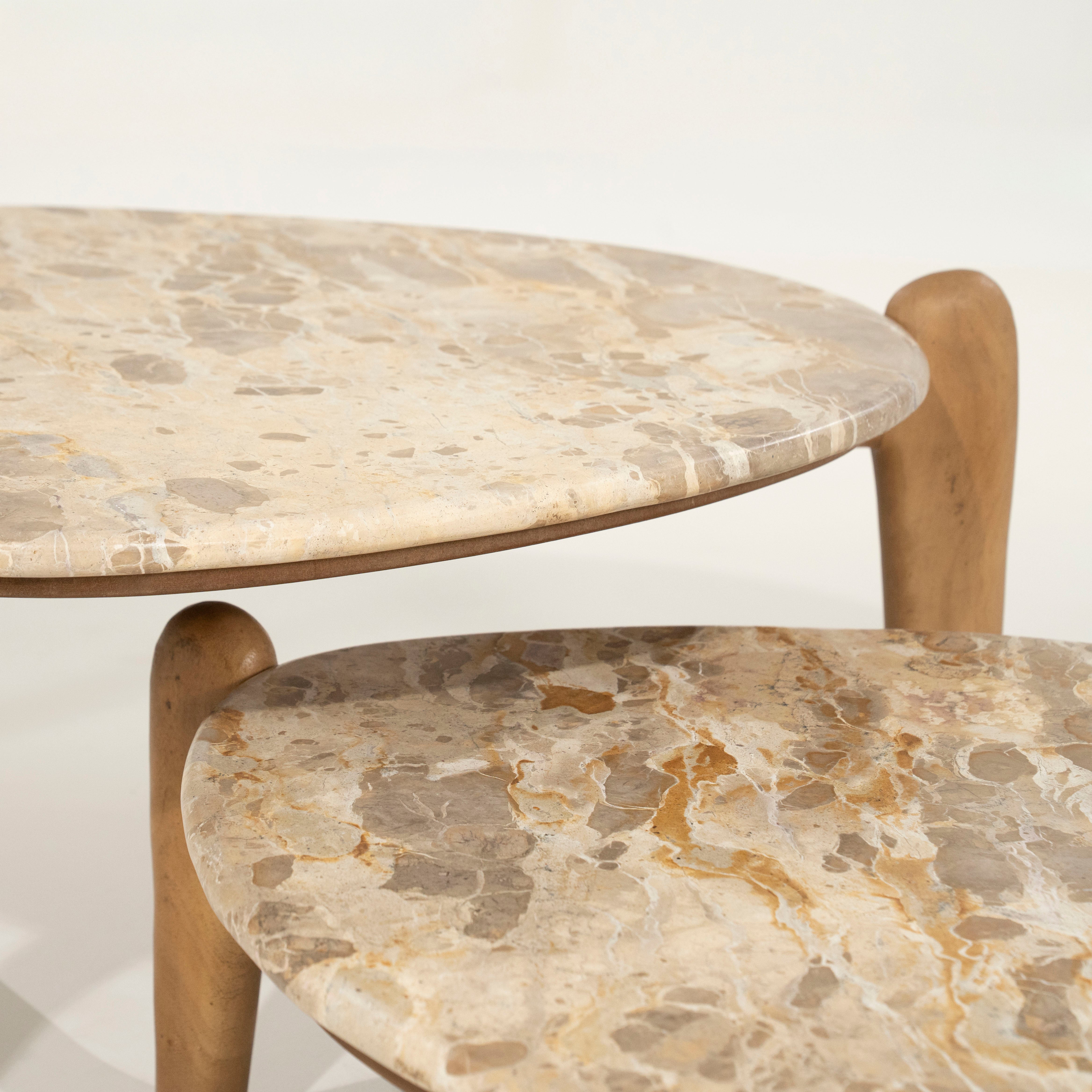 MARNISH coffee table marble with mango wood base