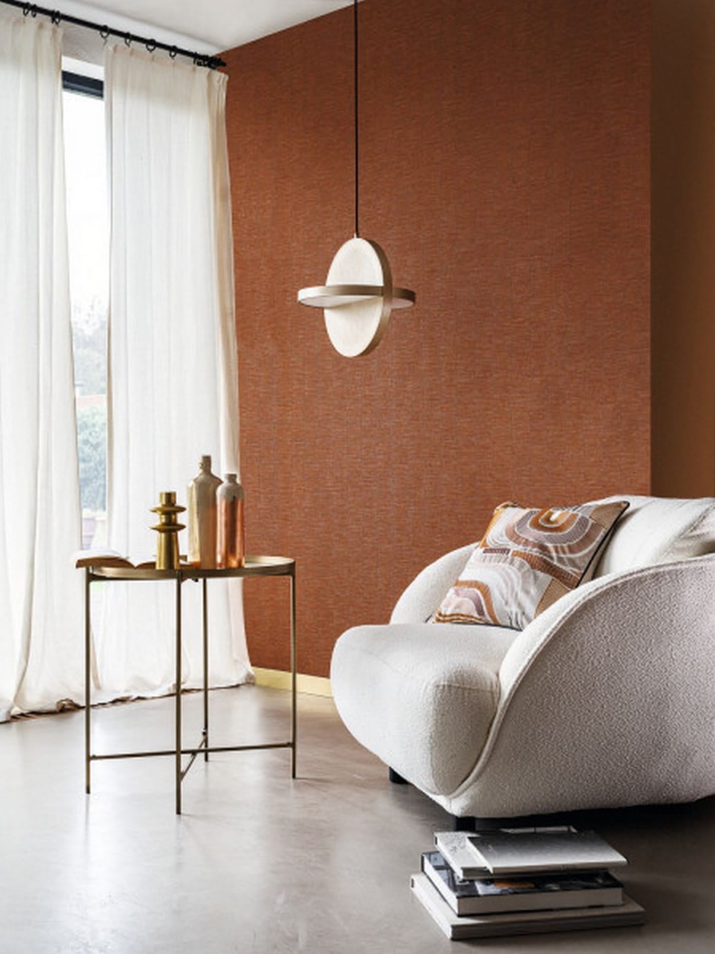 Tapeta štrukturálna metalizujúca v prúžkoch PLATINUM hrdzavohnedá