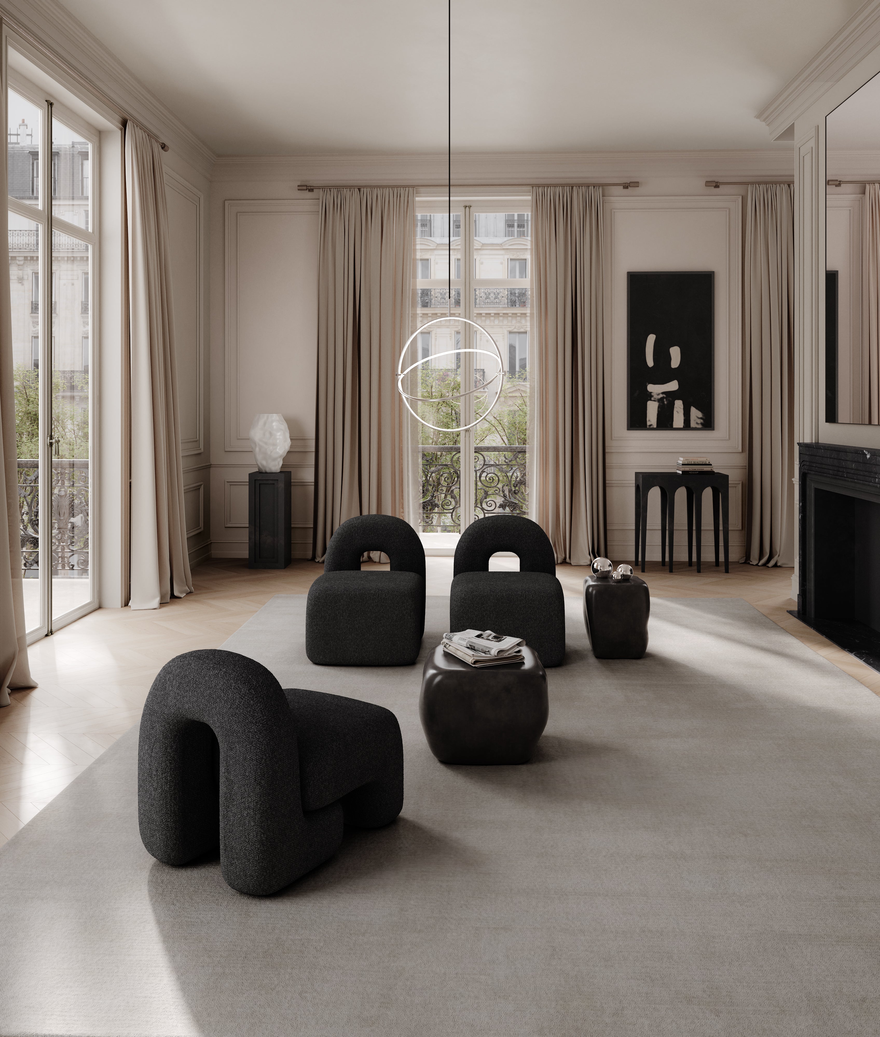 DAIKU Armchair in Gray-Brown Boucle