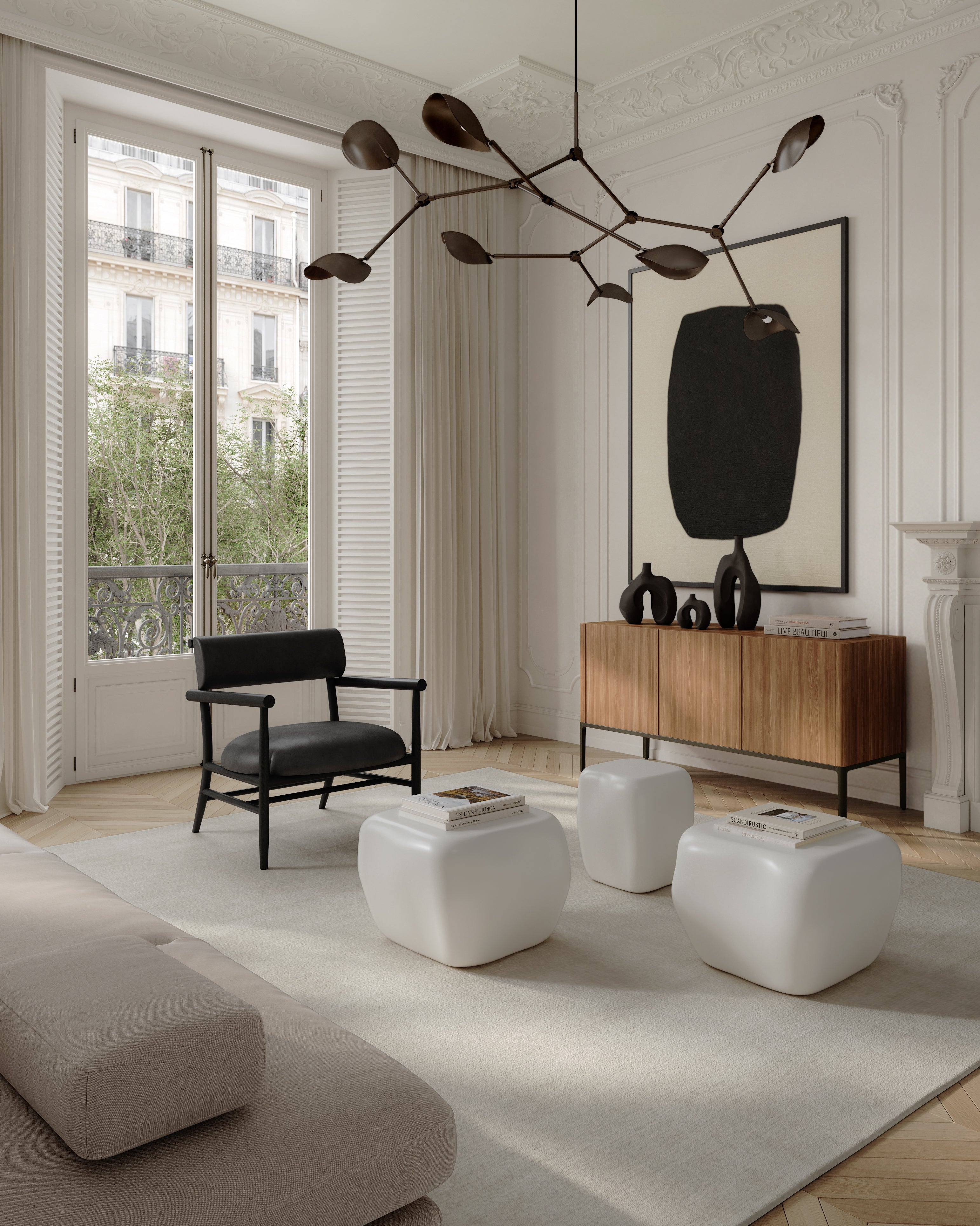 Kávový stolík ISHI biela keramika