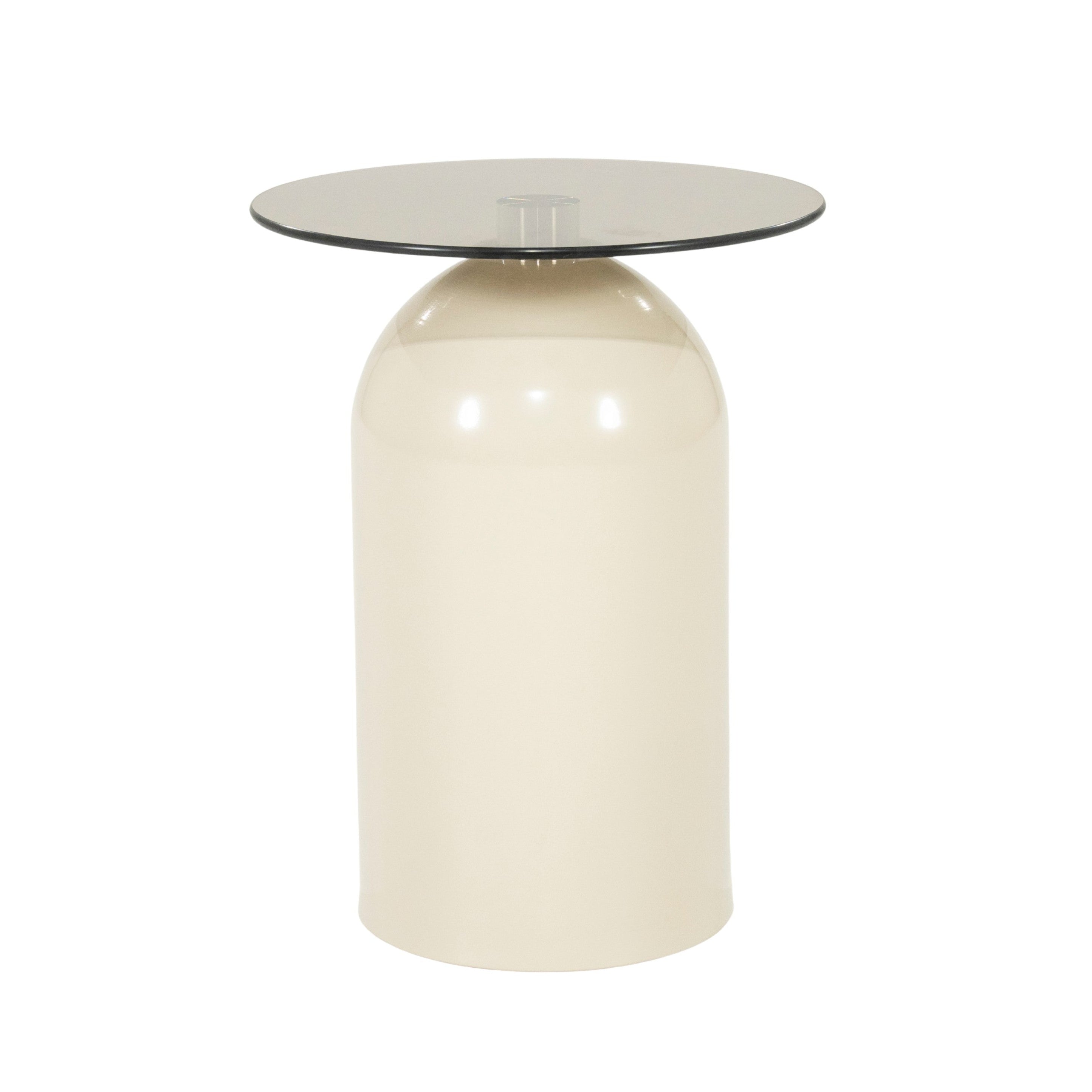 Stolik boczny IRONA beżowy ze szklanym blatem