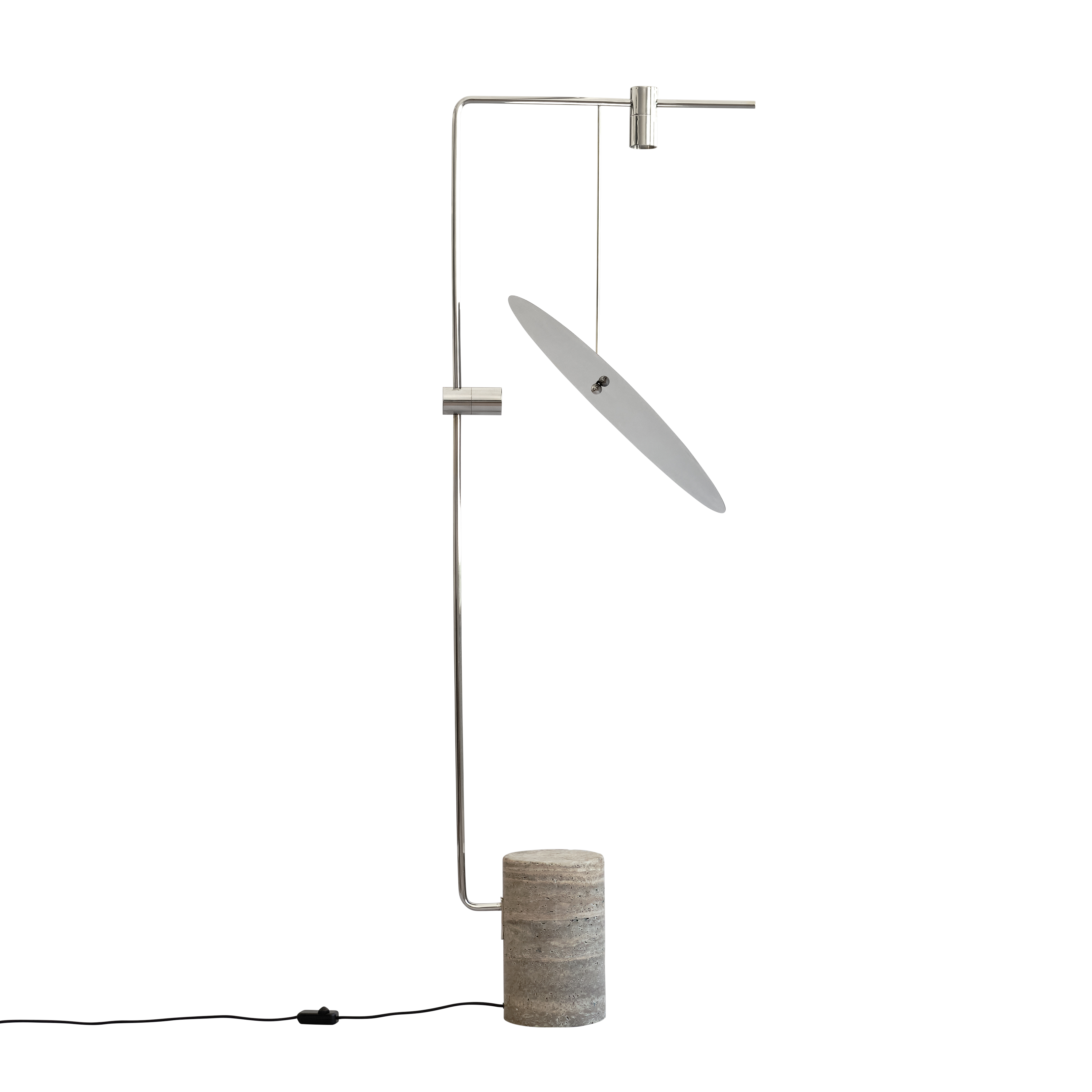 MOON floor lamp in chrome and travertine