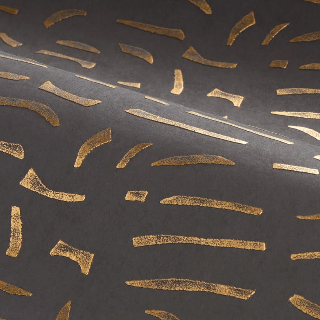 Štruktúrna tapeta s metalickým vzorom LUMÉIS - NOIR DE LUNE BRONZE čierna s bronzom