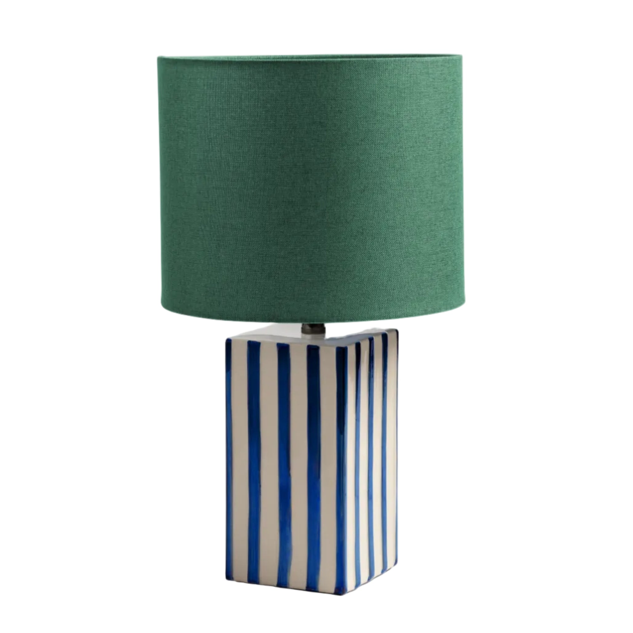 Stolná lampa STREAK modro-biela so zeleným tienidlom