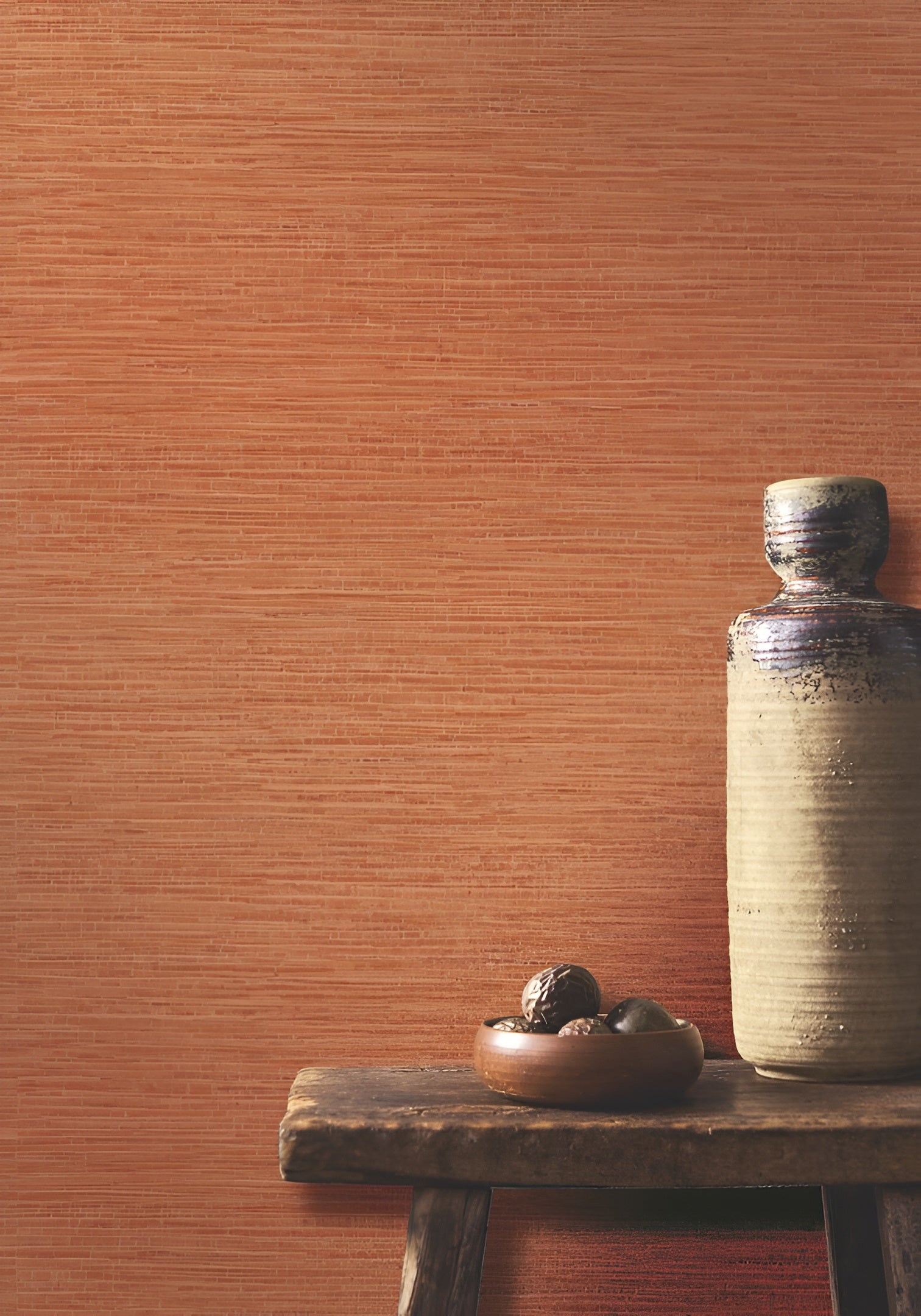 Štruktúrovaná tapeta napodobňujúca plátno OCCITAN - TERRE DE SIENNE terakota s bronzom