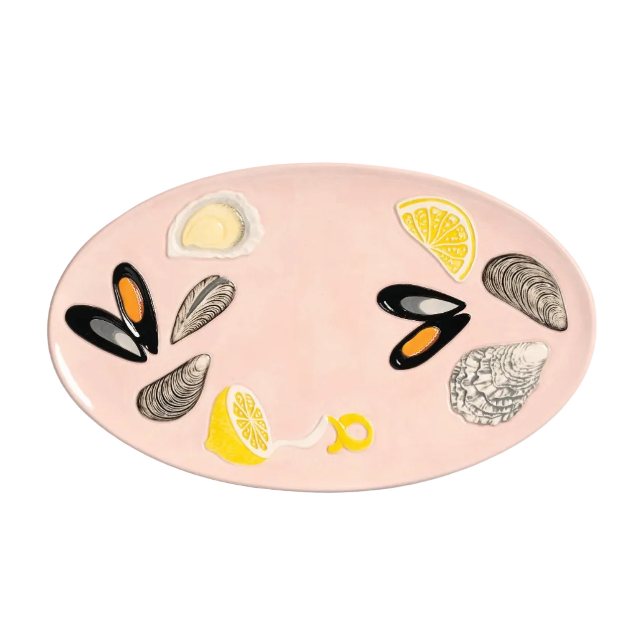 DE LA MER OYSTER platter pink with yellow