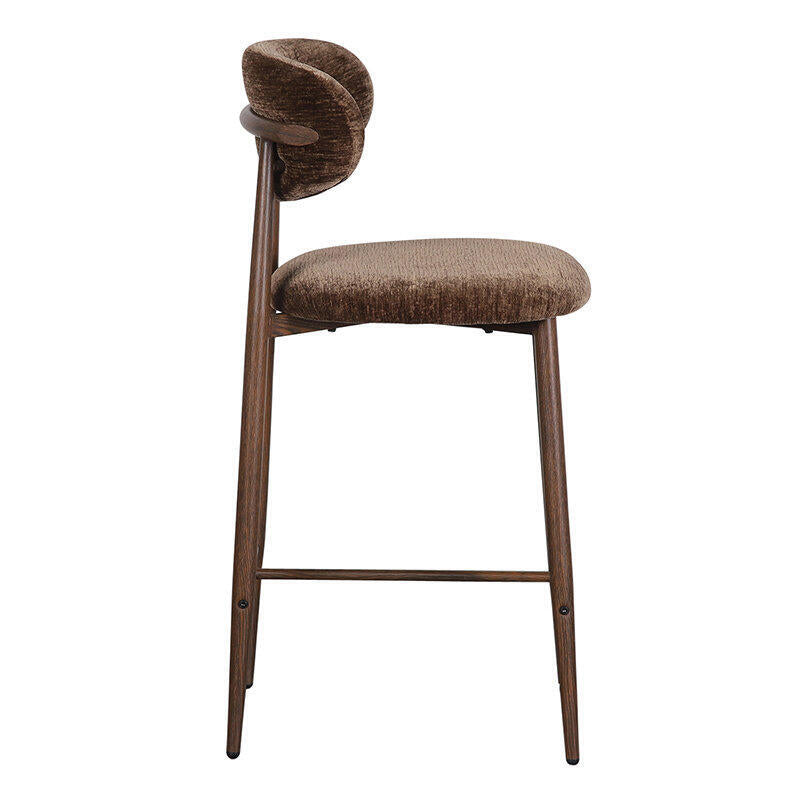 JAPANDI Brown Stool with Dark Wooden Base