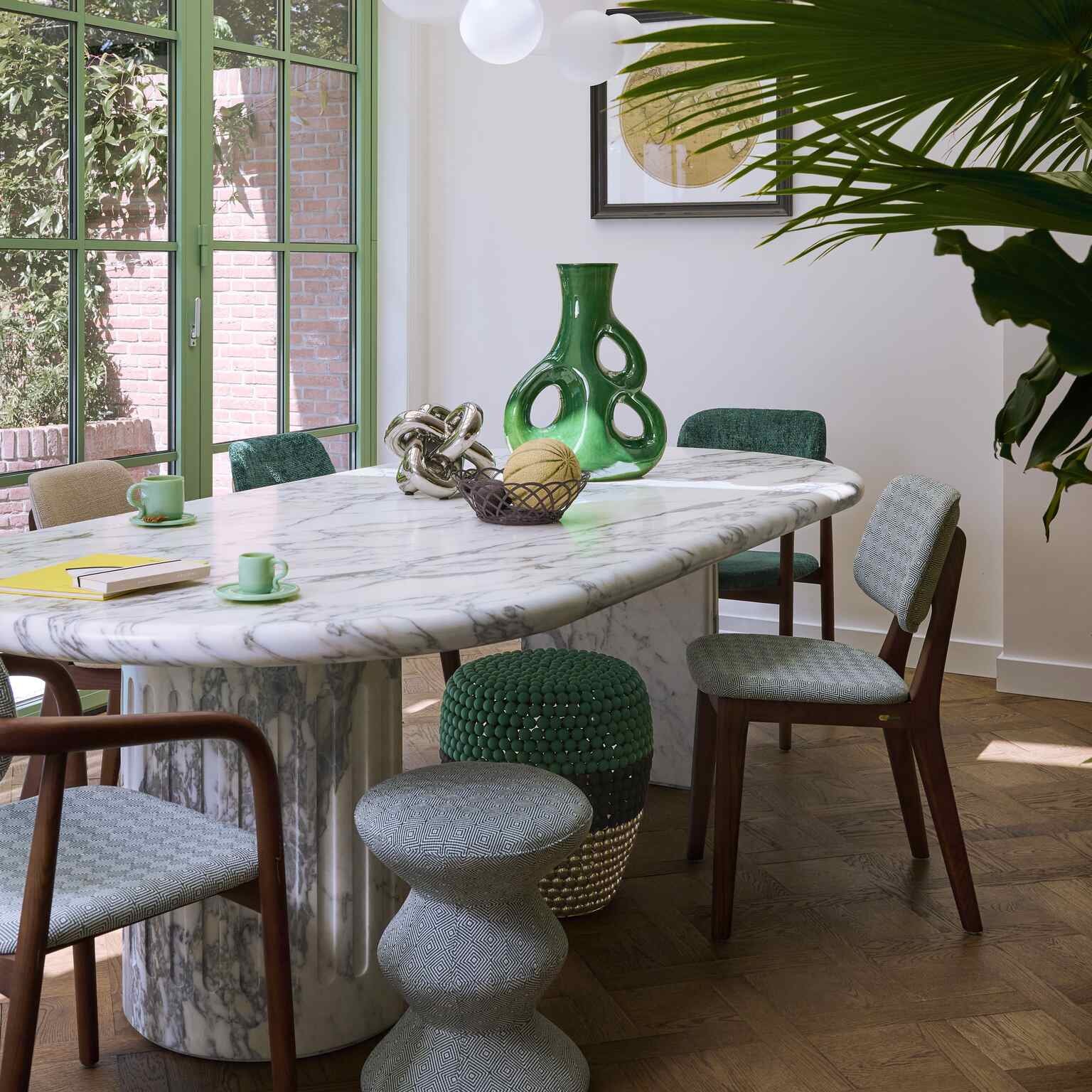 Stolička DOT zelená s čiernou a striebornou