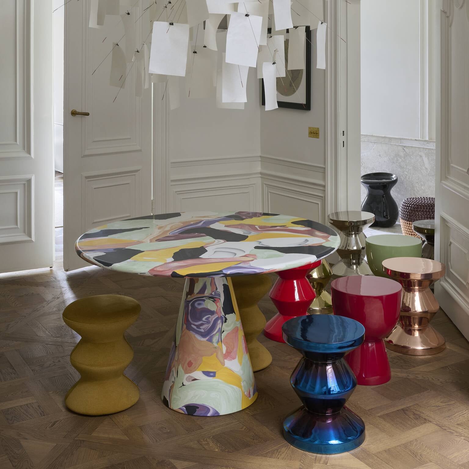 Stolička ZIG ZAG METAL medená