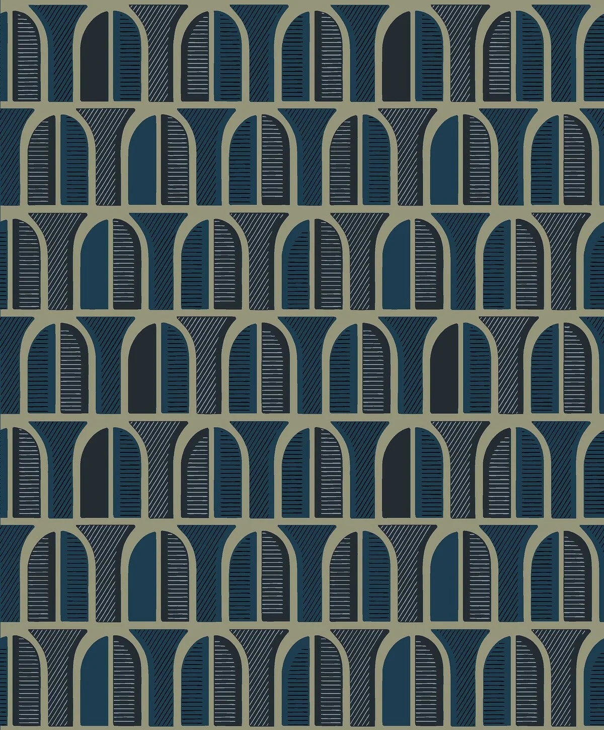 Non-woven paper wallpaper with geometric pattern VENICE dark blue