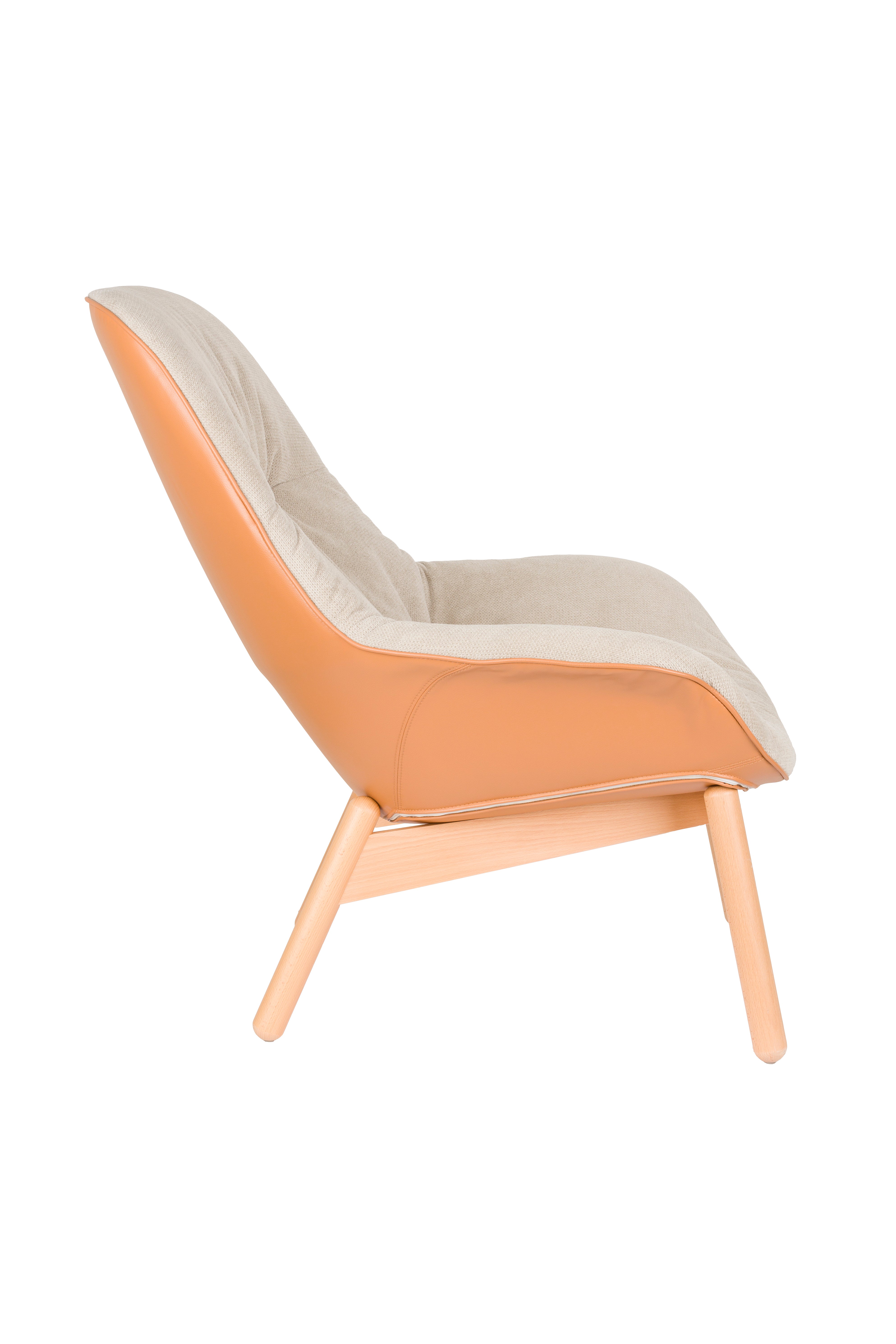 DUKE beige armchair with wooden base