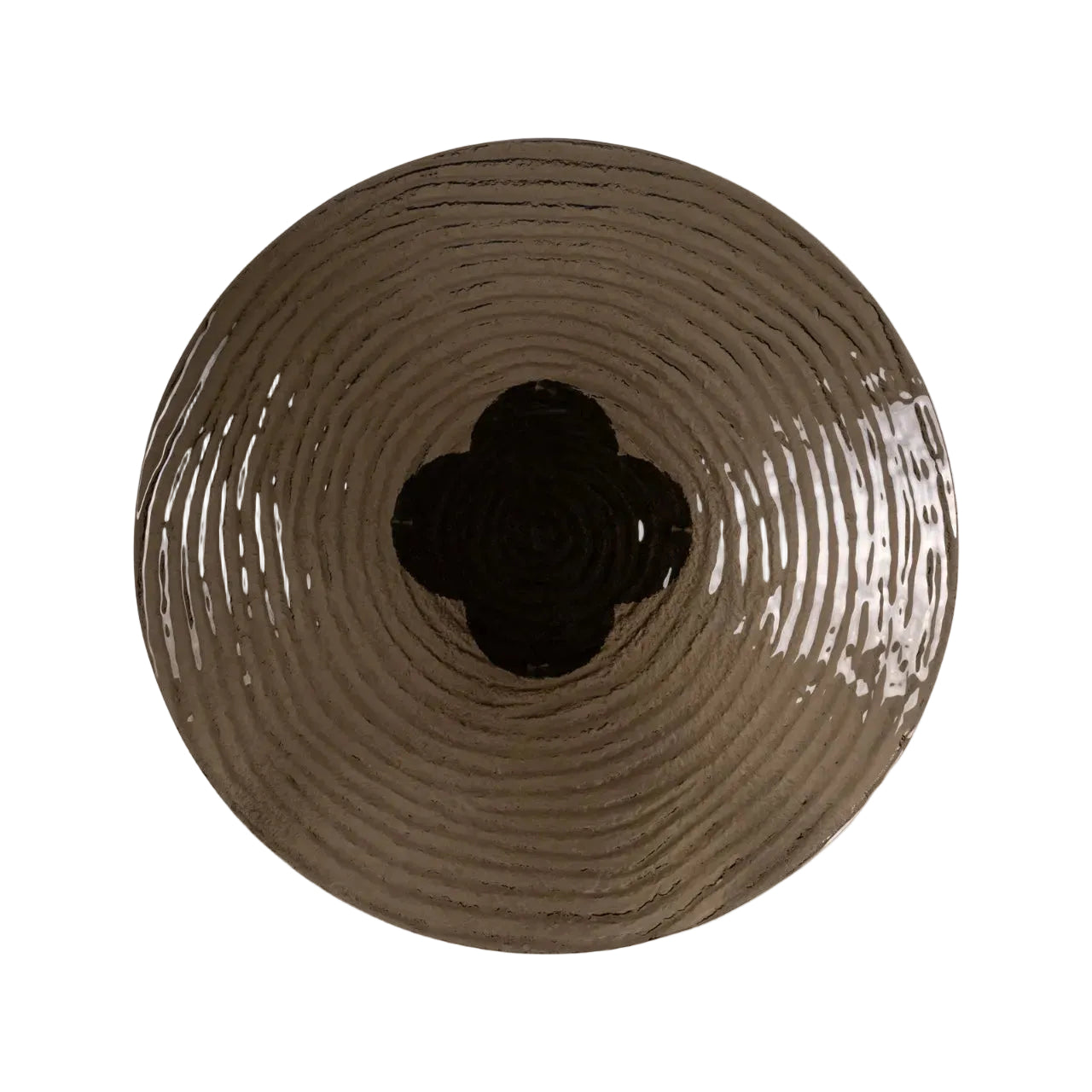 Round Table GLASTONBURRY with Glass Top and Brown Base