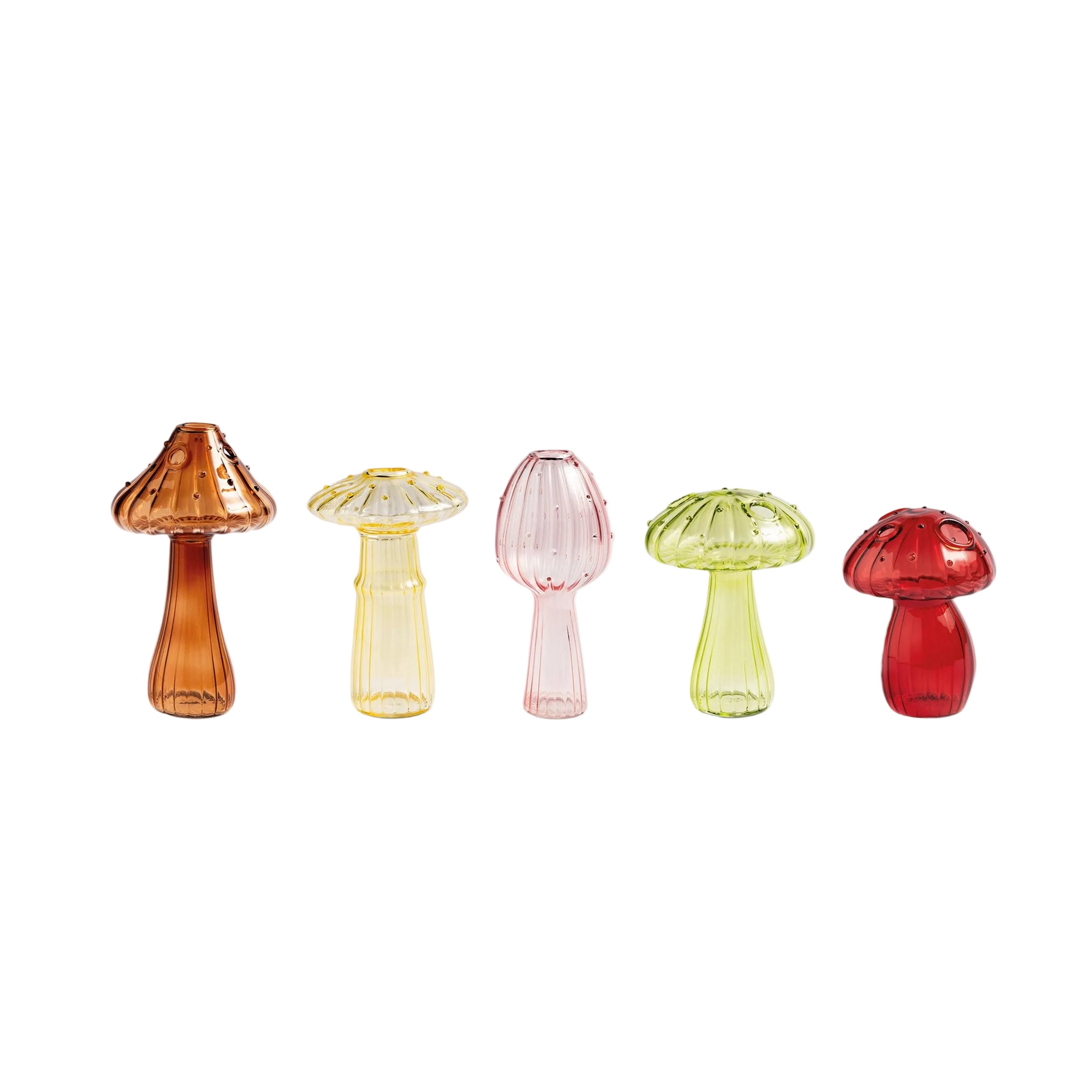 Súprava vázičiek MUSHROOM farebné sklo