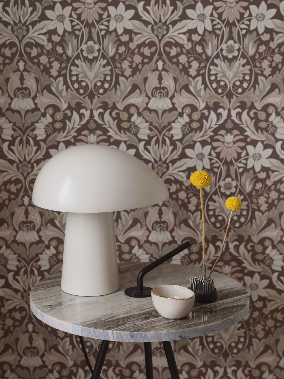 BLOMSTERFRÖJD Burgundy Floral Pattern Wallpaper with Beige