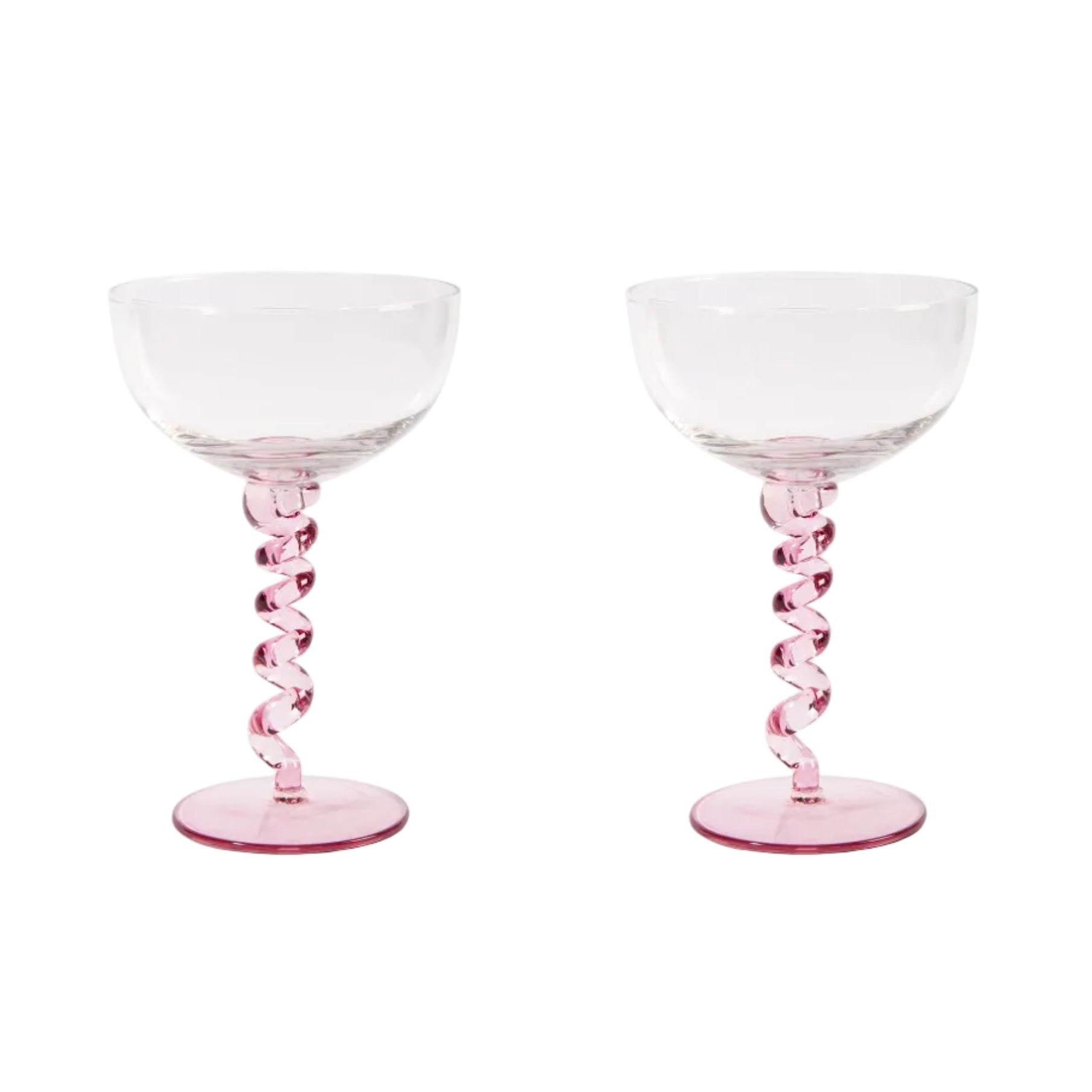 Set of Spiral Glass Bowls in Pink