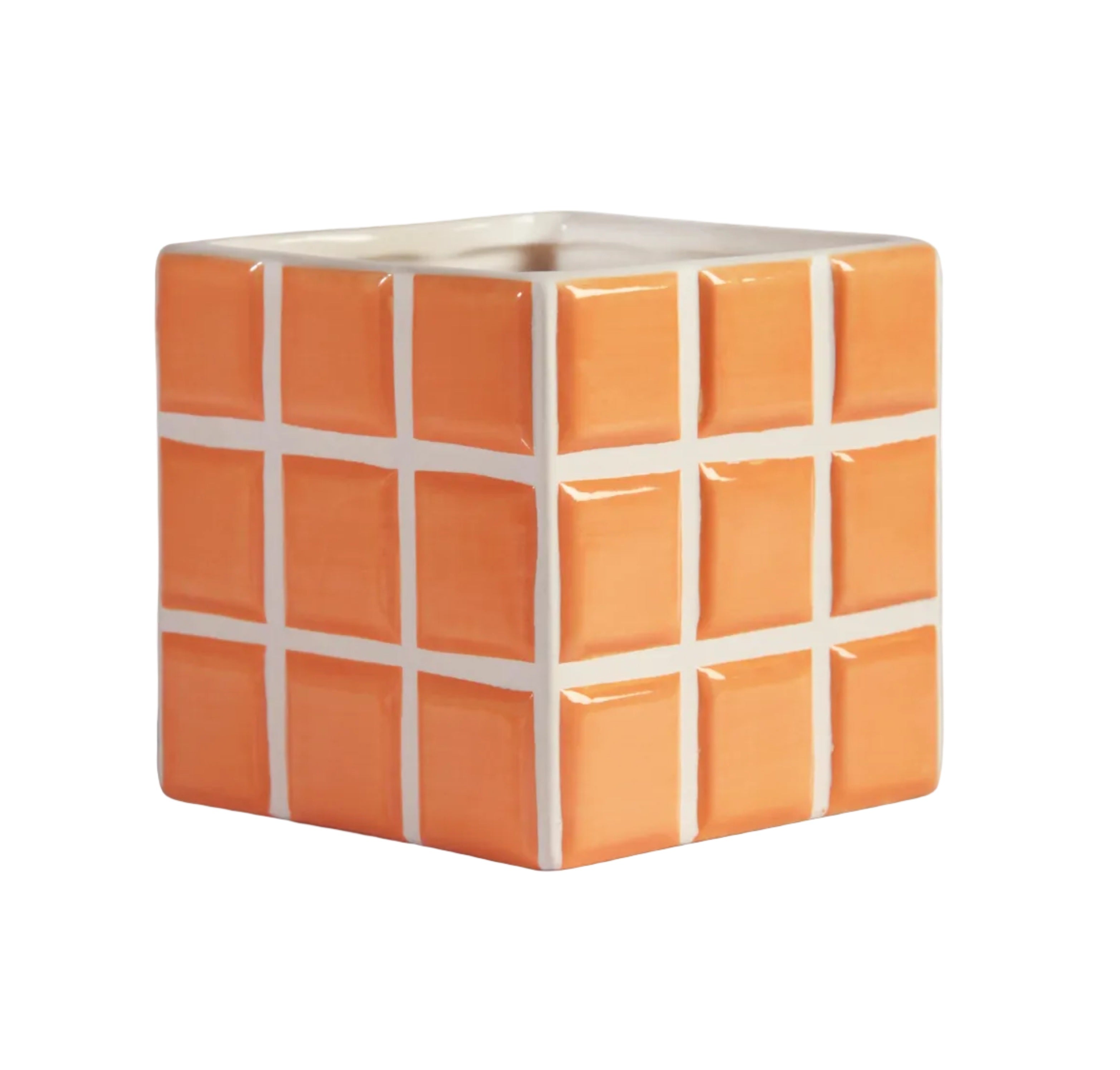 Kvetináč TILE oranžový s bielym