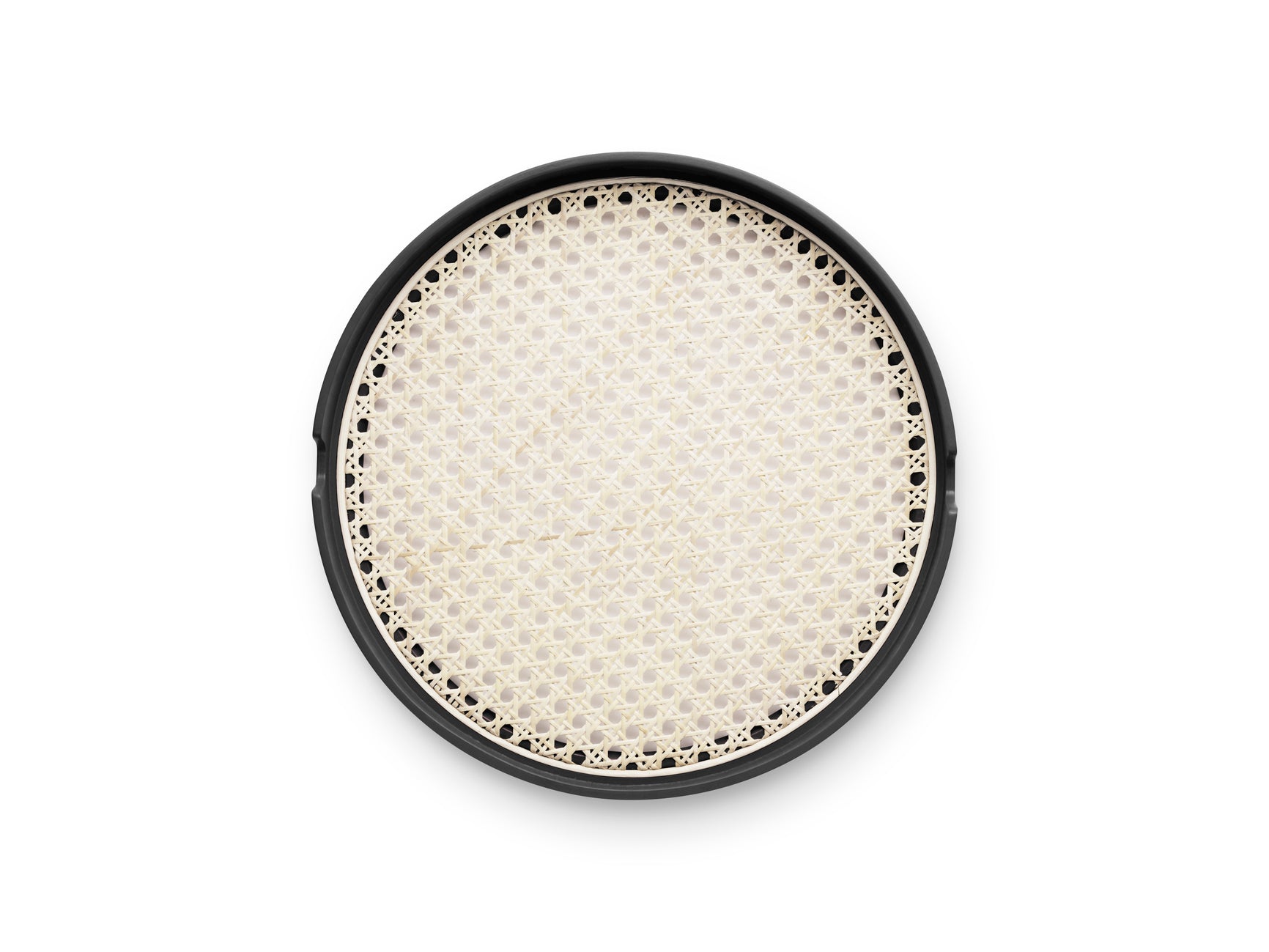 Black salon tray with rattan