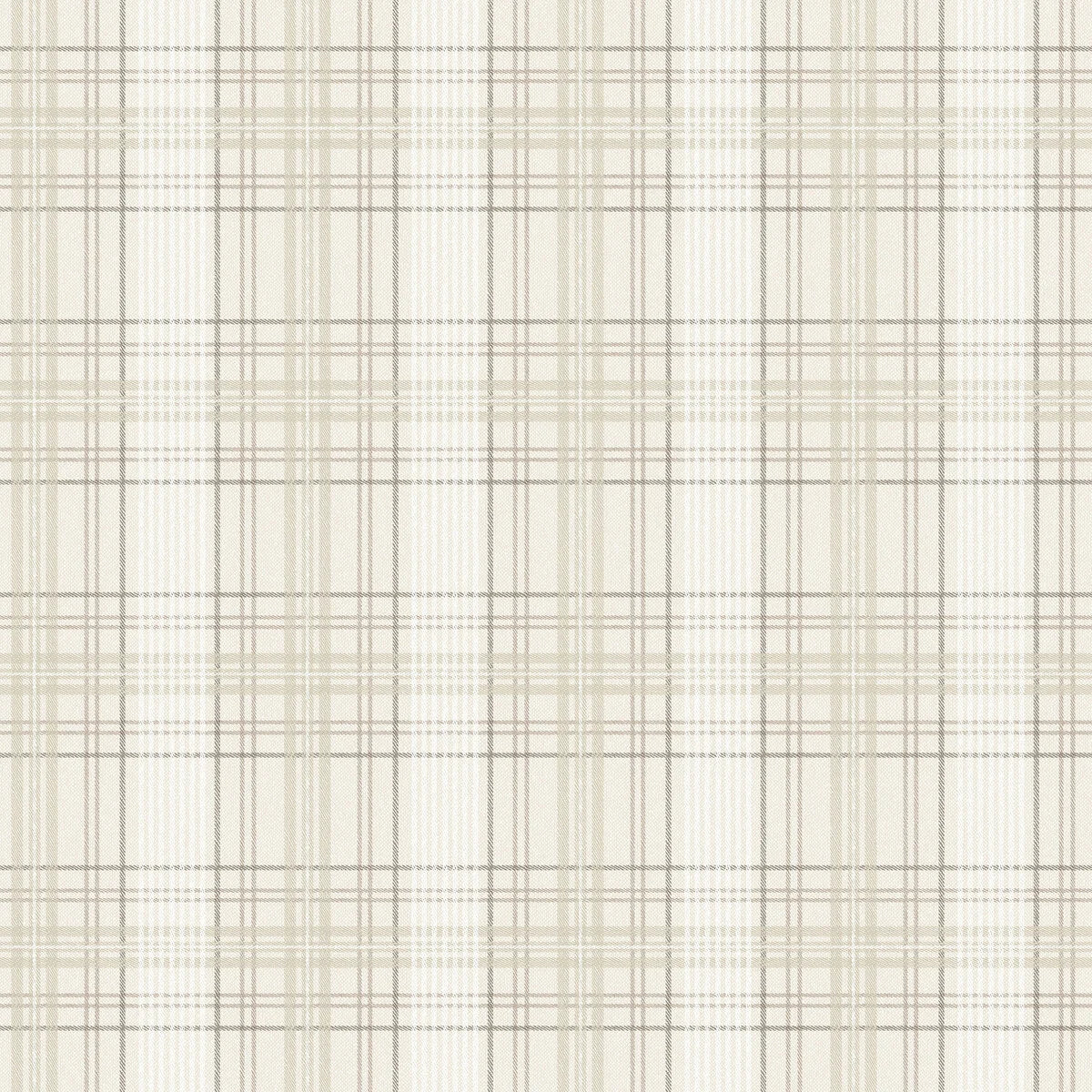 Beige geometric patterned wallpaper in Scottish tartan TAILOR’S TWEED with white