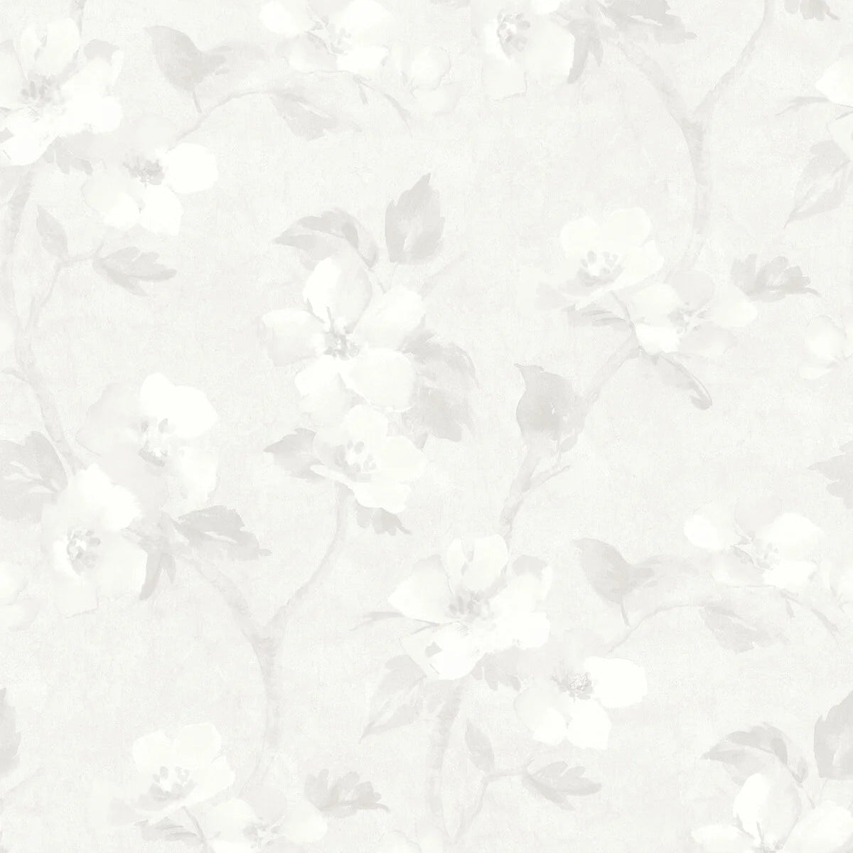 Tapeta s rastlinným vzorom kvetov HELEN’S FLOWER biela