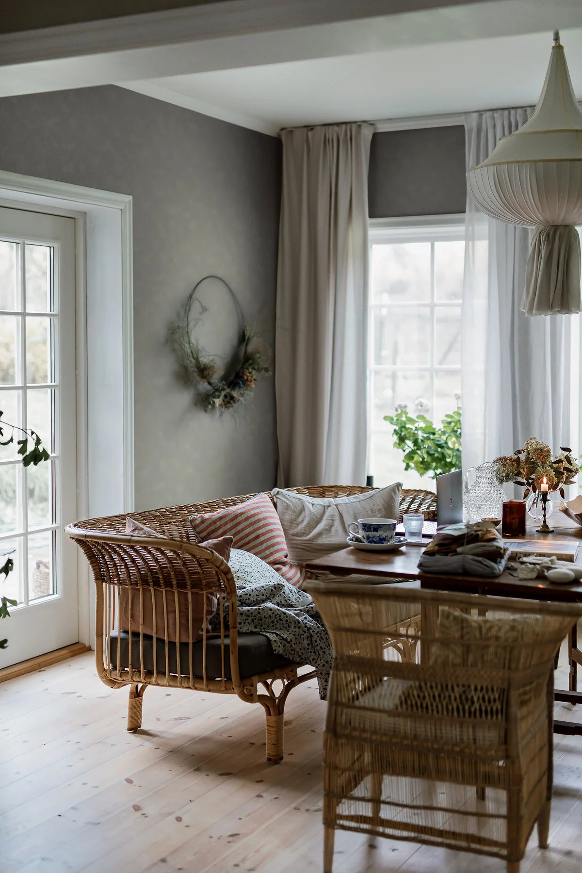 Painter's Wall Plaster Effect Wallpaper in Muted Green