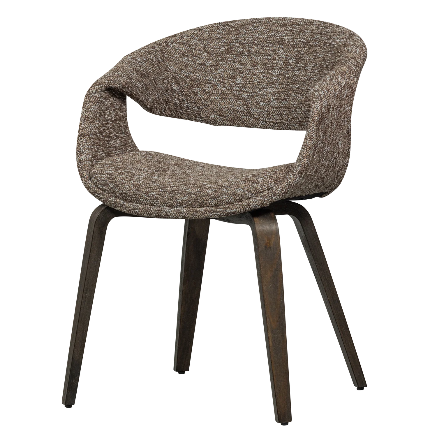 YOSSI Armchair in Brown with Dark Brown Wooden Base