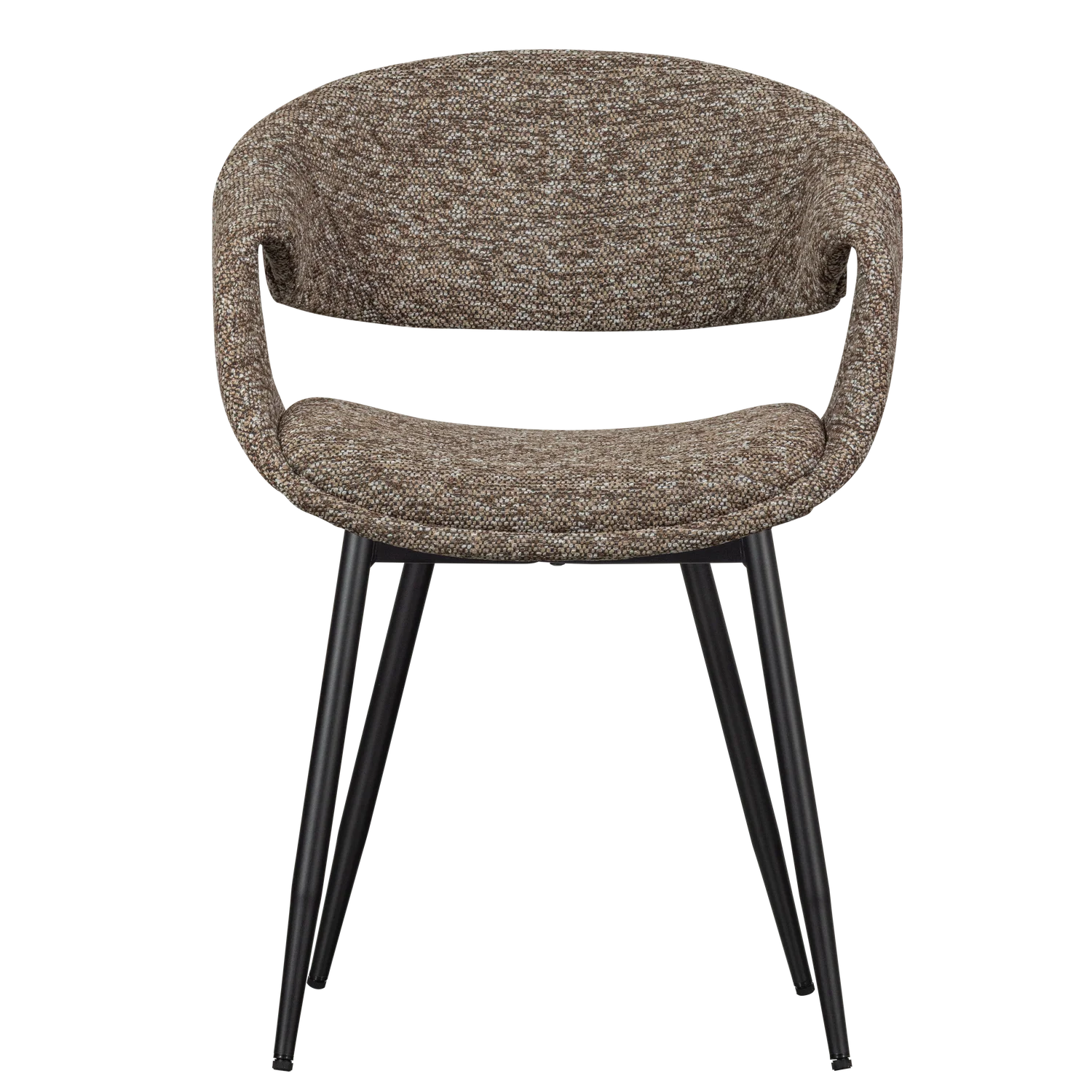YOSSI Armchair in Dark Brown with Black Metal Base