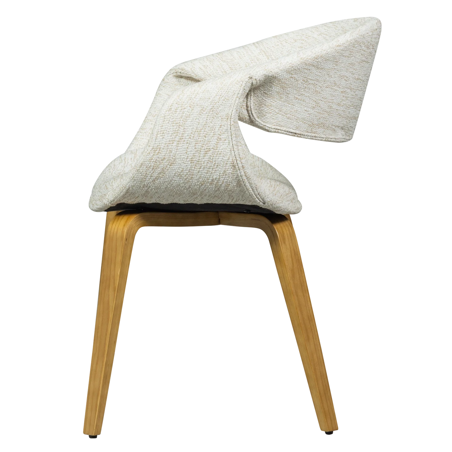YOSSI Cream Armchair with Light Brown Wooden Base