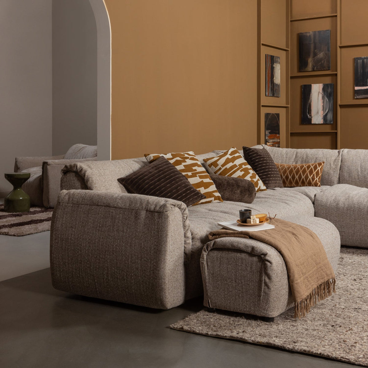 Pravostranný rohový gauč BAGGY tmavosivý melír