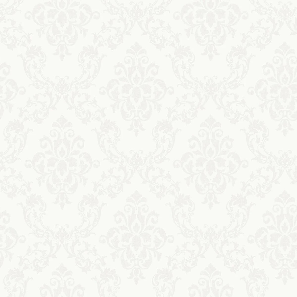 Non-woven paper wallpaper with medallions OTTILIA white with silver