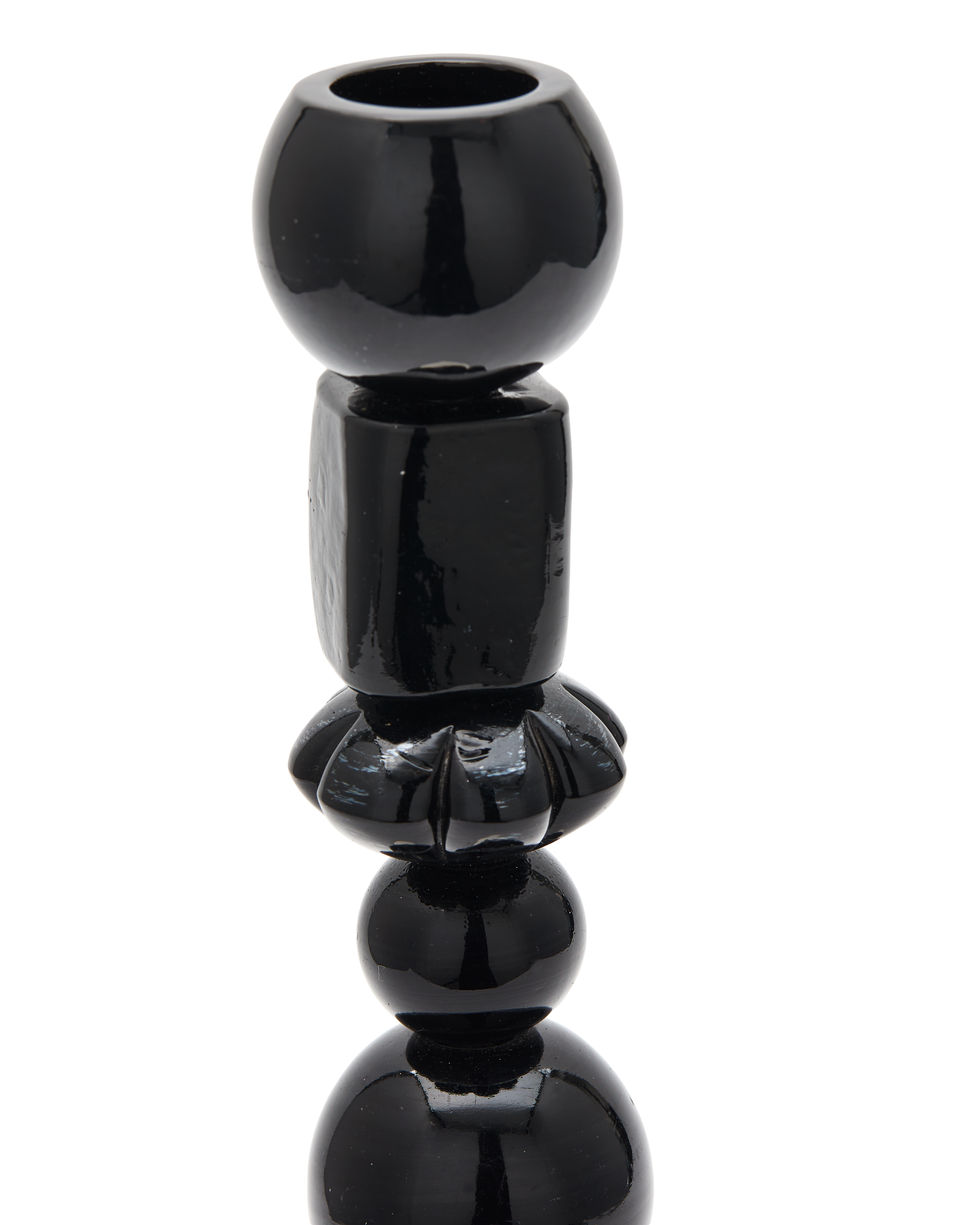 Jednoduchý svietnik BEADS čierny so striebornými prvkami