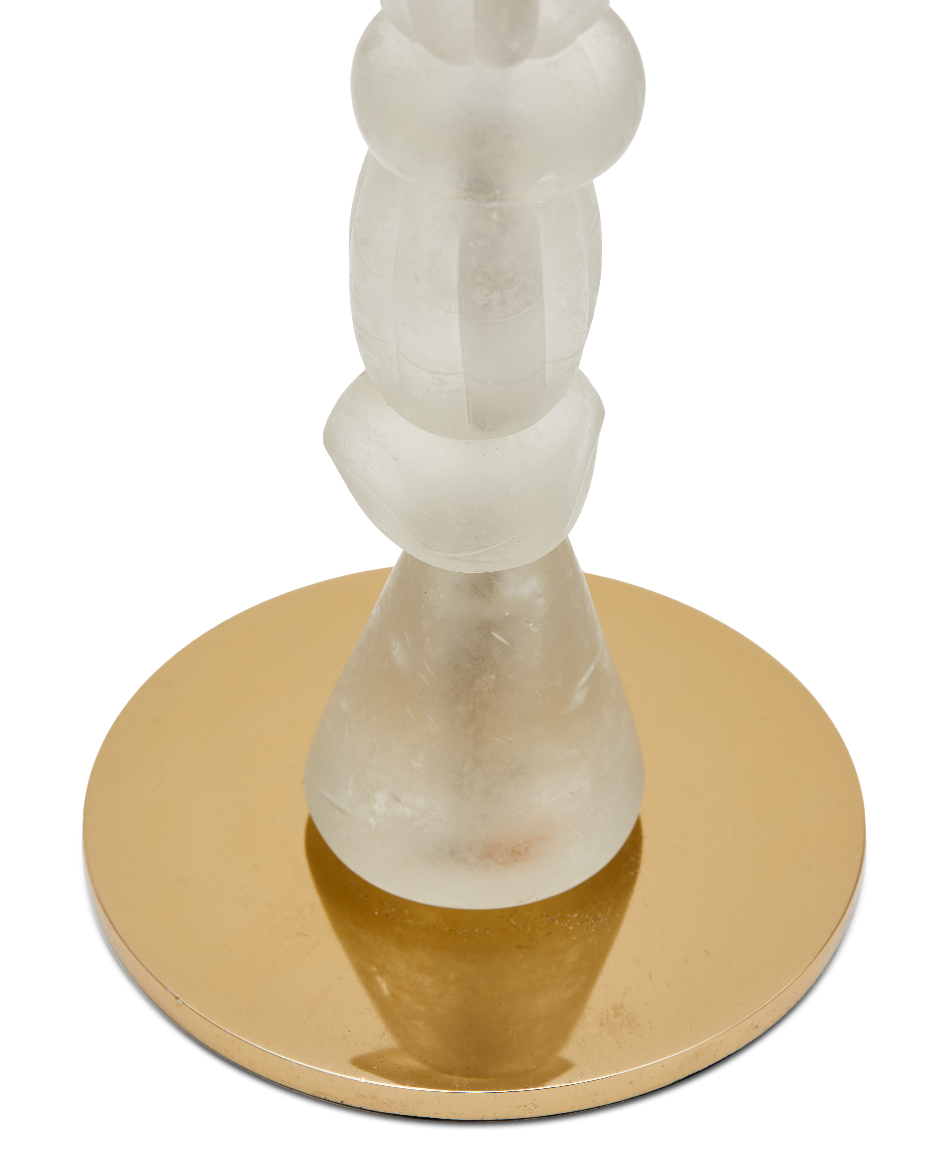 Jednoduchý svietnik BEADS biely so zlatými prvkami