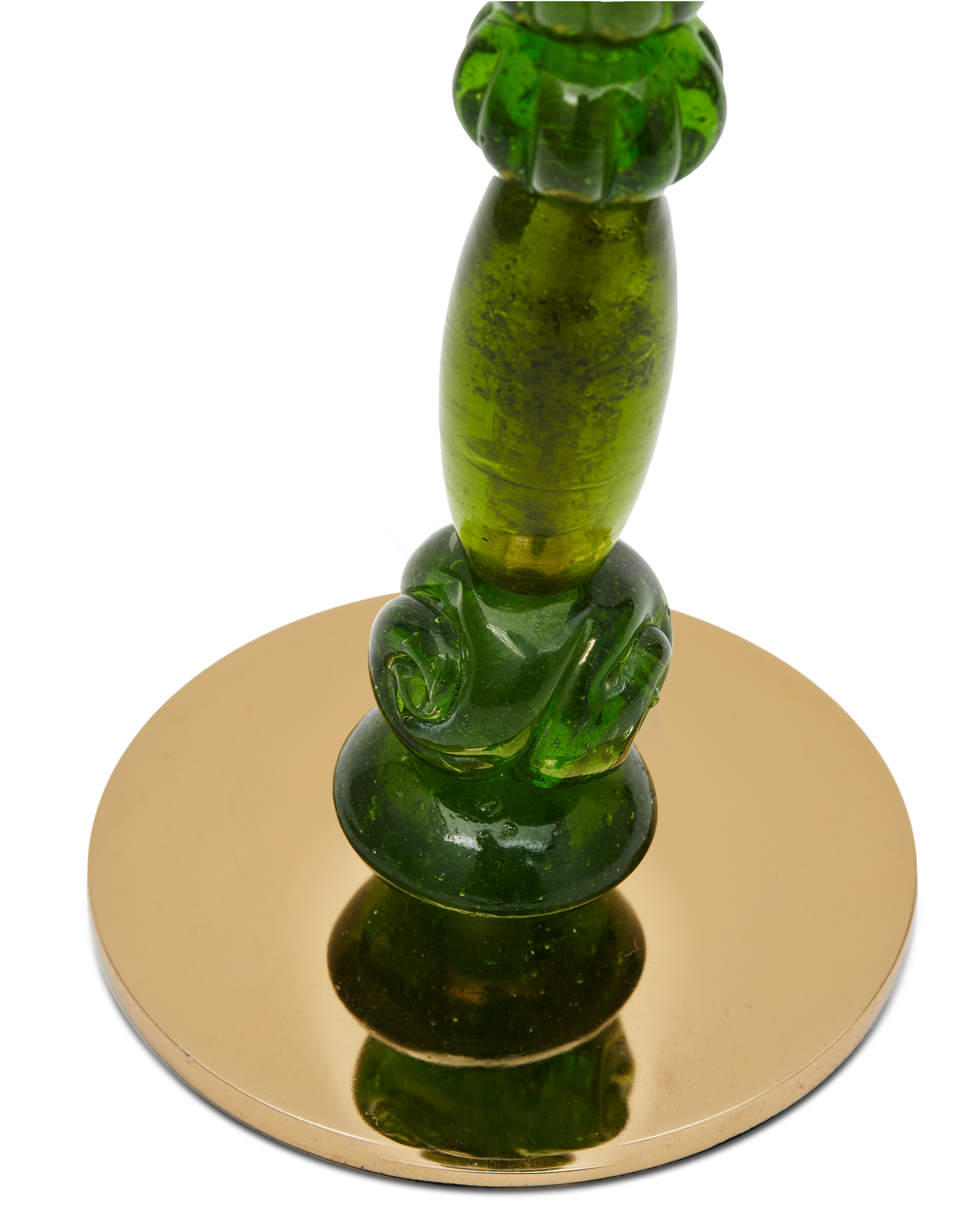 Jednoduchý svietnik BEADS zelený so zlatými prvkami