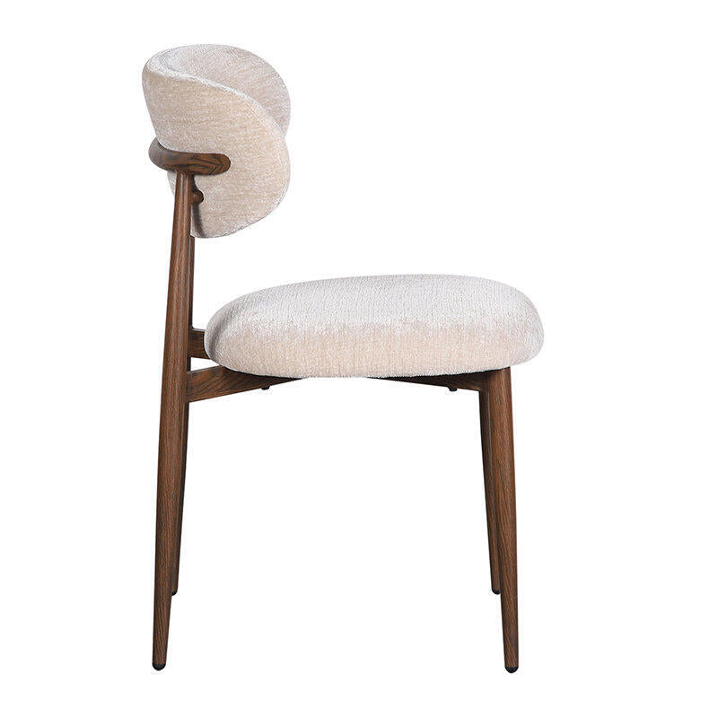 JAPANDI Chair in Beige with Dark Wooden Base