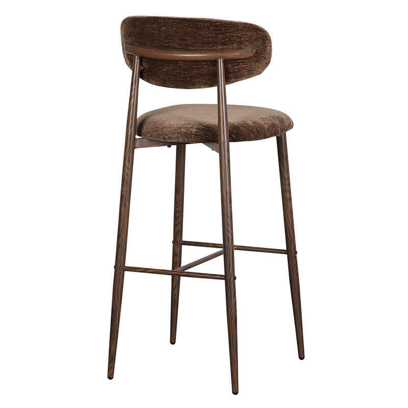 JAPANDI Brown Stool with Dark Wooden Base